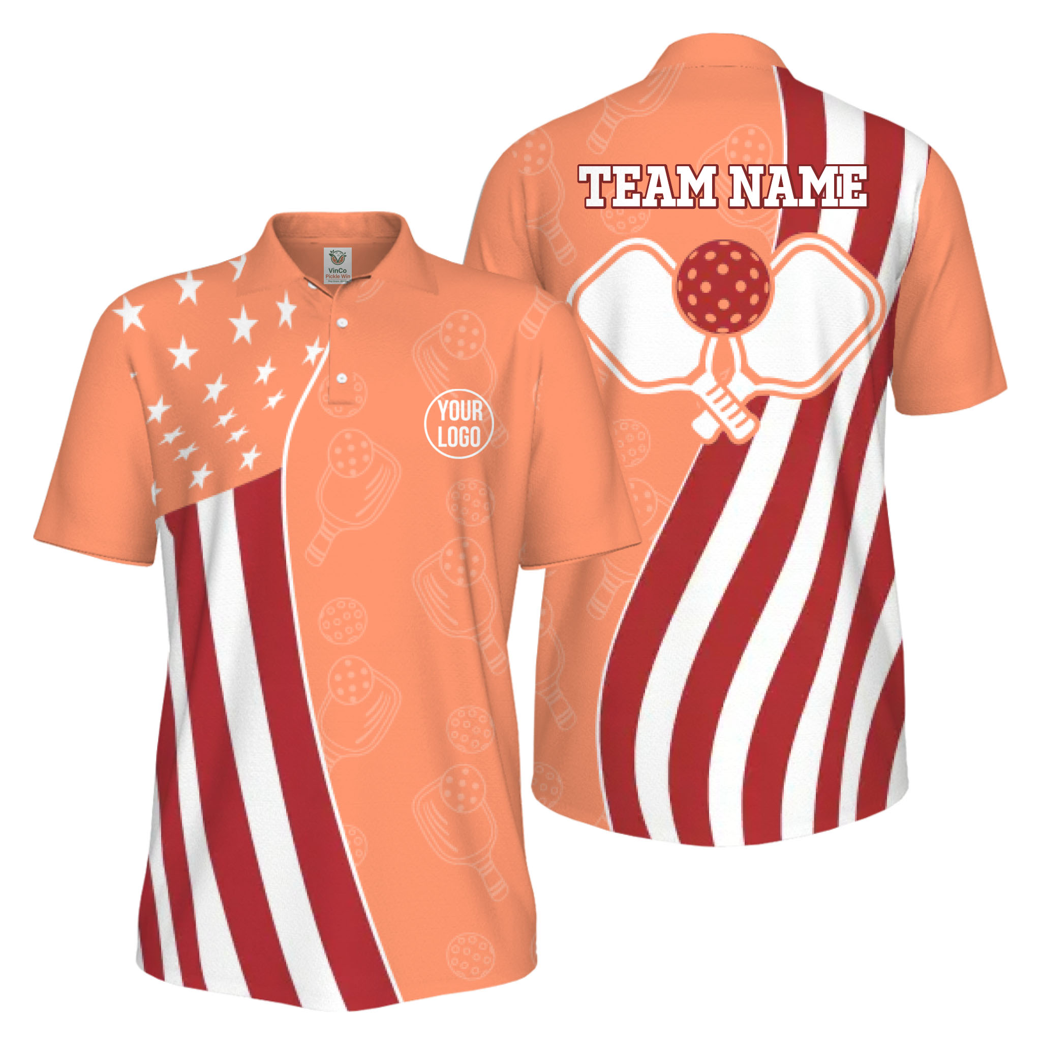 Picklewin Unique Custom Pickleball American Flag UV Protection Men Polo Shirt