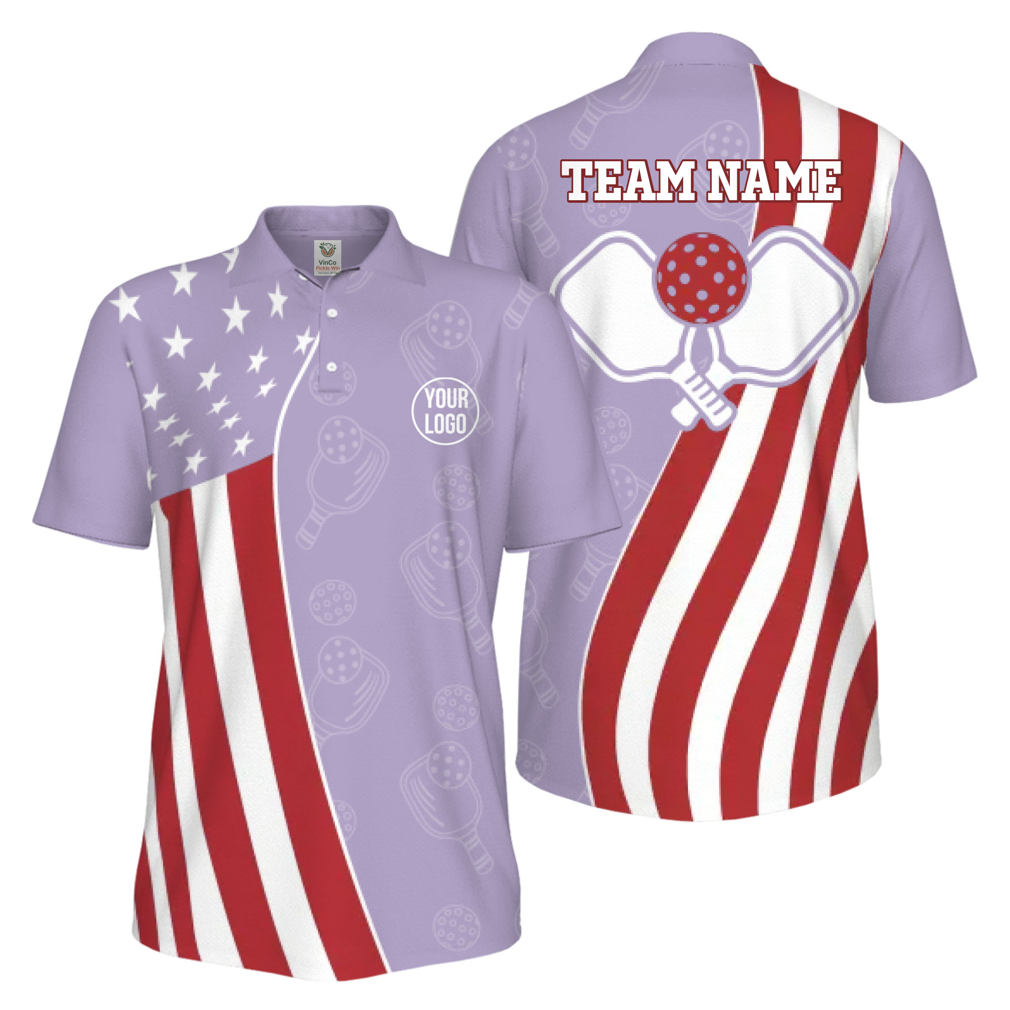 Picklewin Unique Custom Pickleball American Flag UV Protection Men Polo Shirt