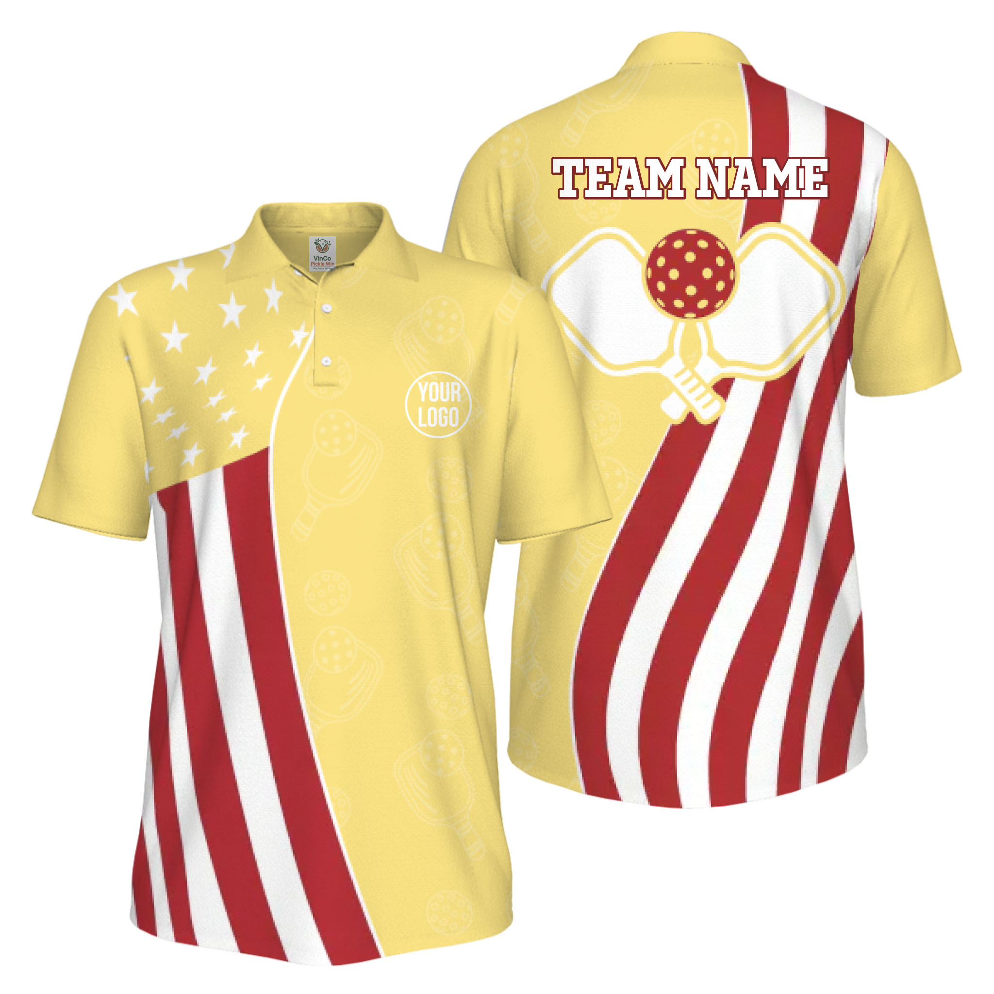 Picklewin Unique Custom Pickleball American Flag UV Protection Men Polo Shirt