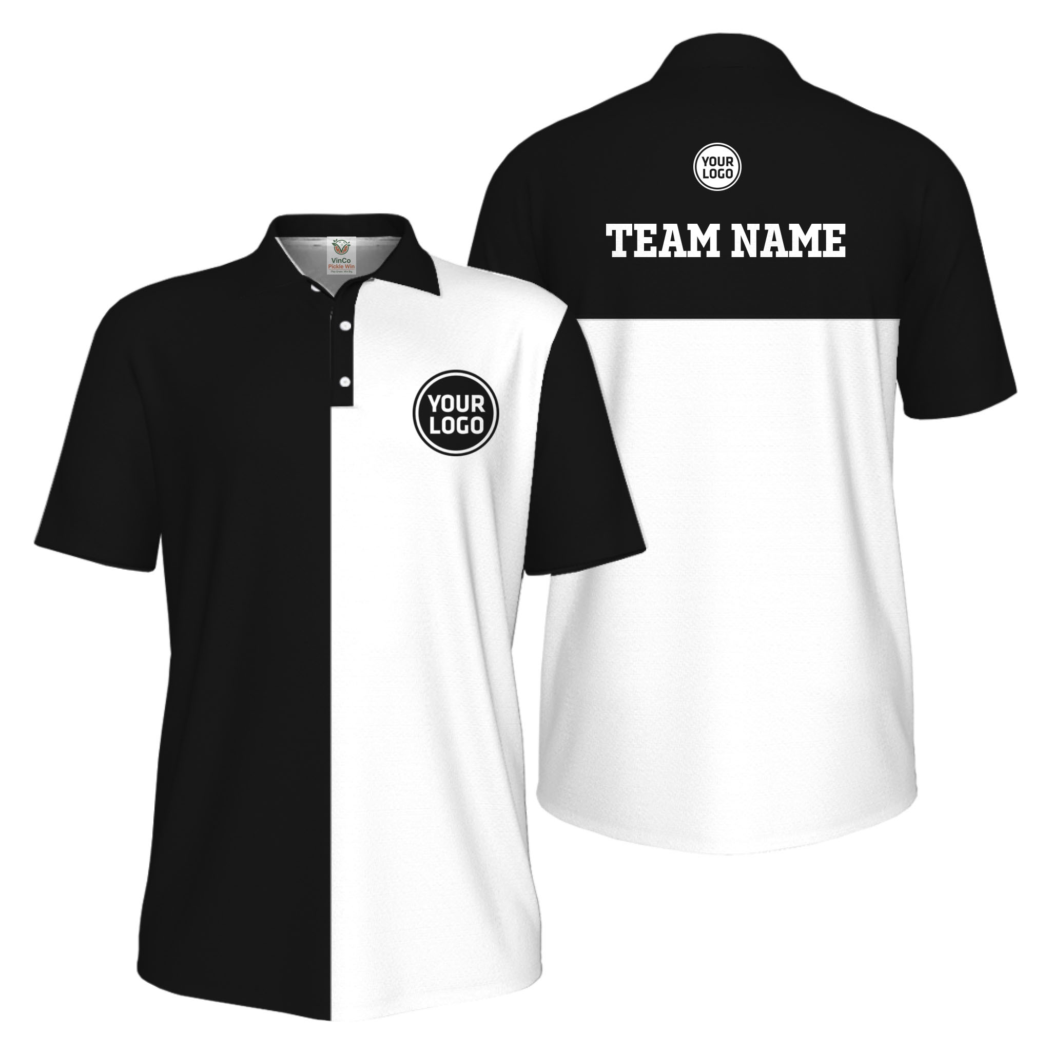 Picklewin Unique Custom Pickleball Vertical Team Name UV Protection Men Polo Shirt 