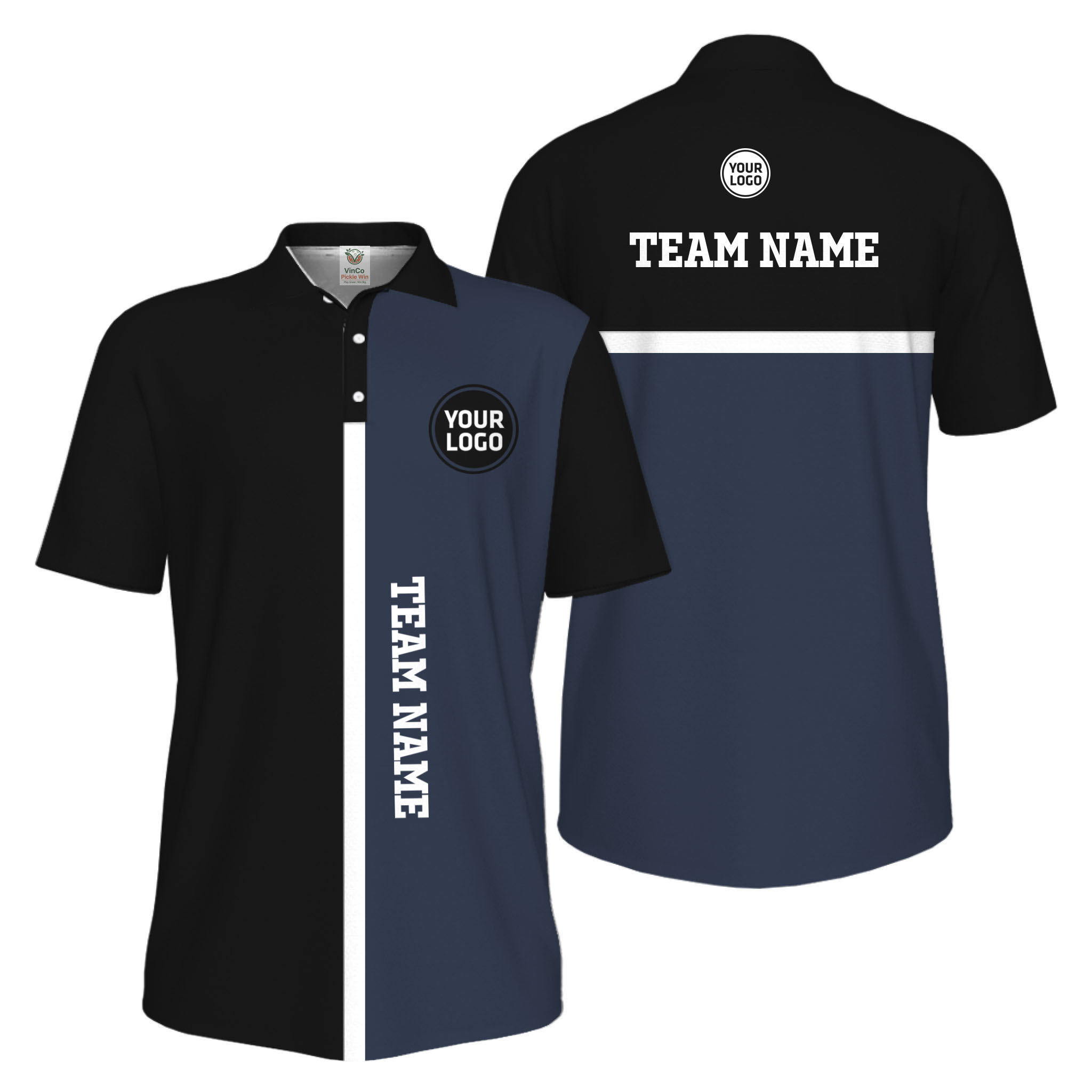 Picklewin Unique Custom Pickleball Vertical Team Name UV Protection Men Polo Shirt 
