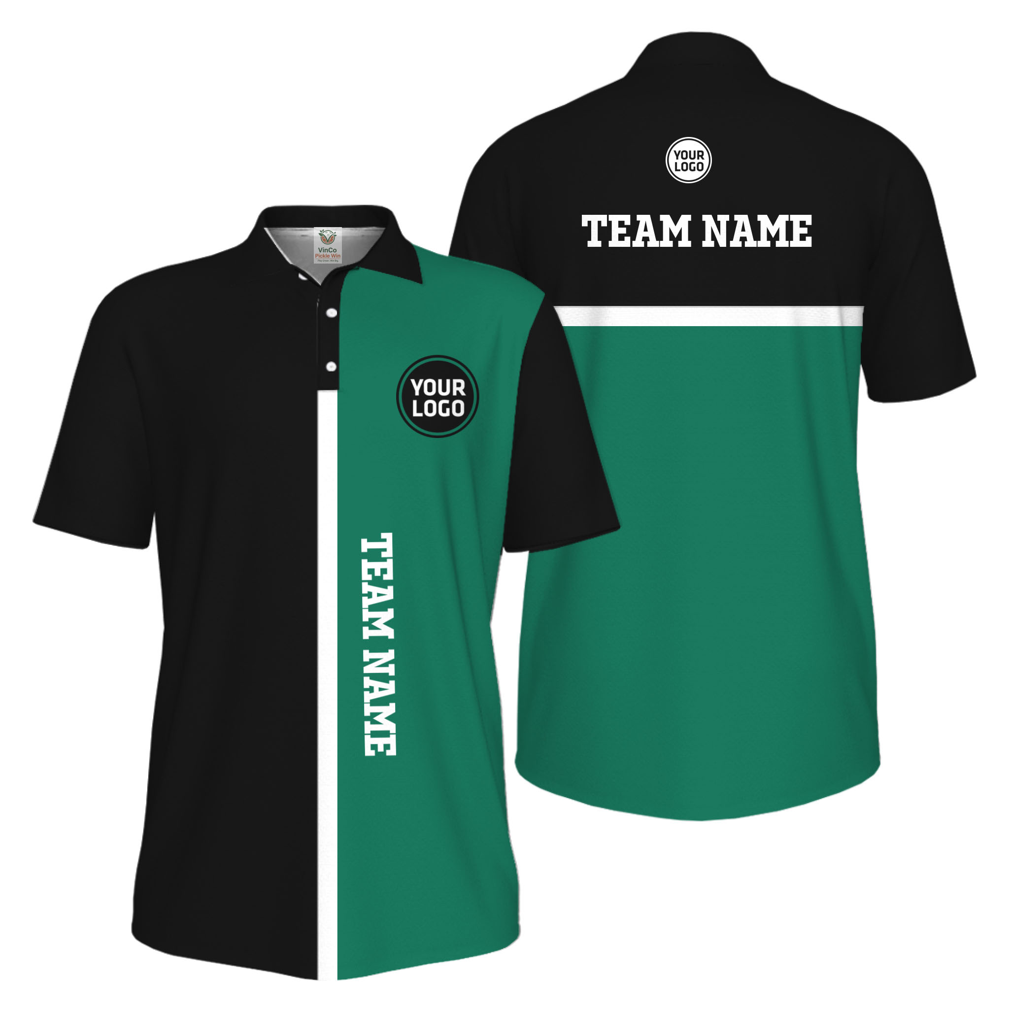Picklewin Unique Custom Pickleball Vertical Team Name UV Protection Men Polo Shirt 