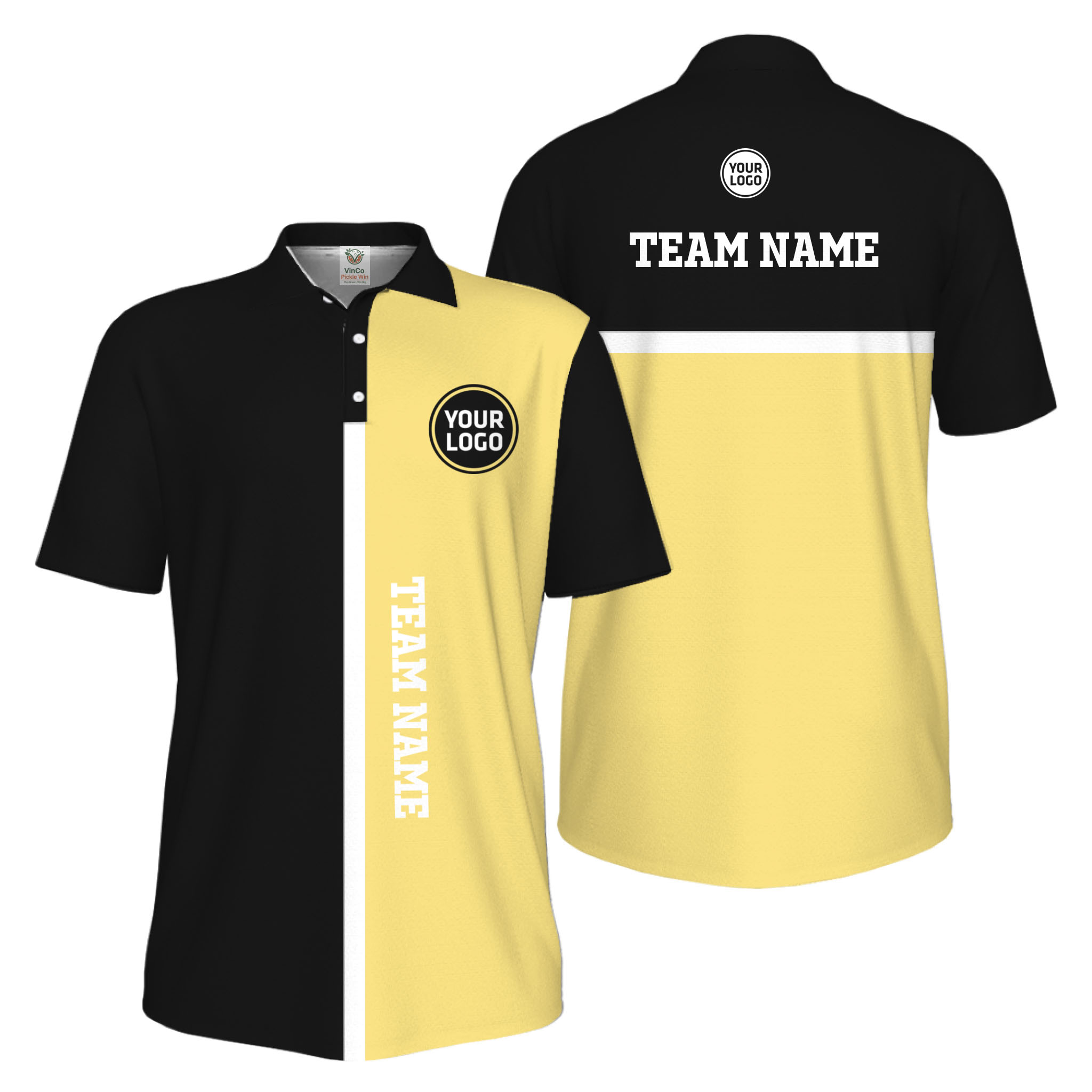 Picklewin Unique Custom Pickleball Vertical Team Name UV Protection Men Polo Shirt 