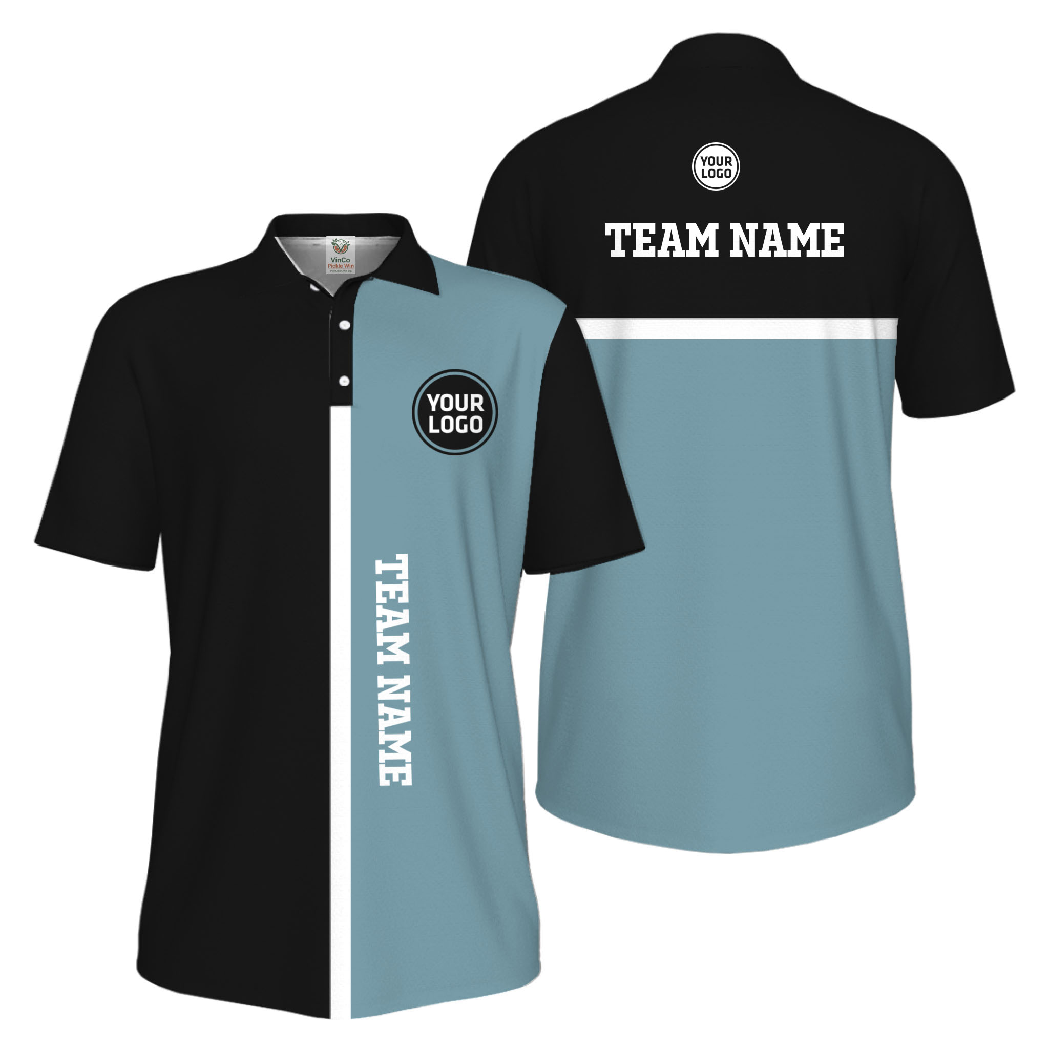 Picklewin Unique Custom Pickleball Vertical Team Name UV Protection Men Polo Shirt 