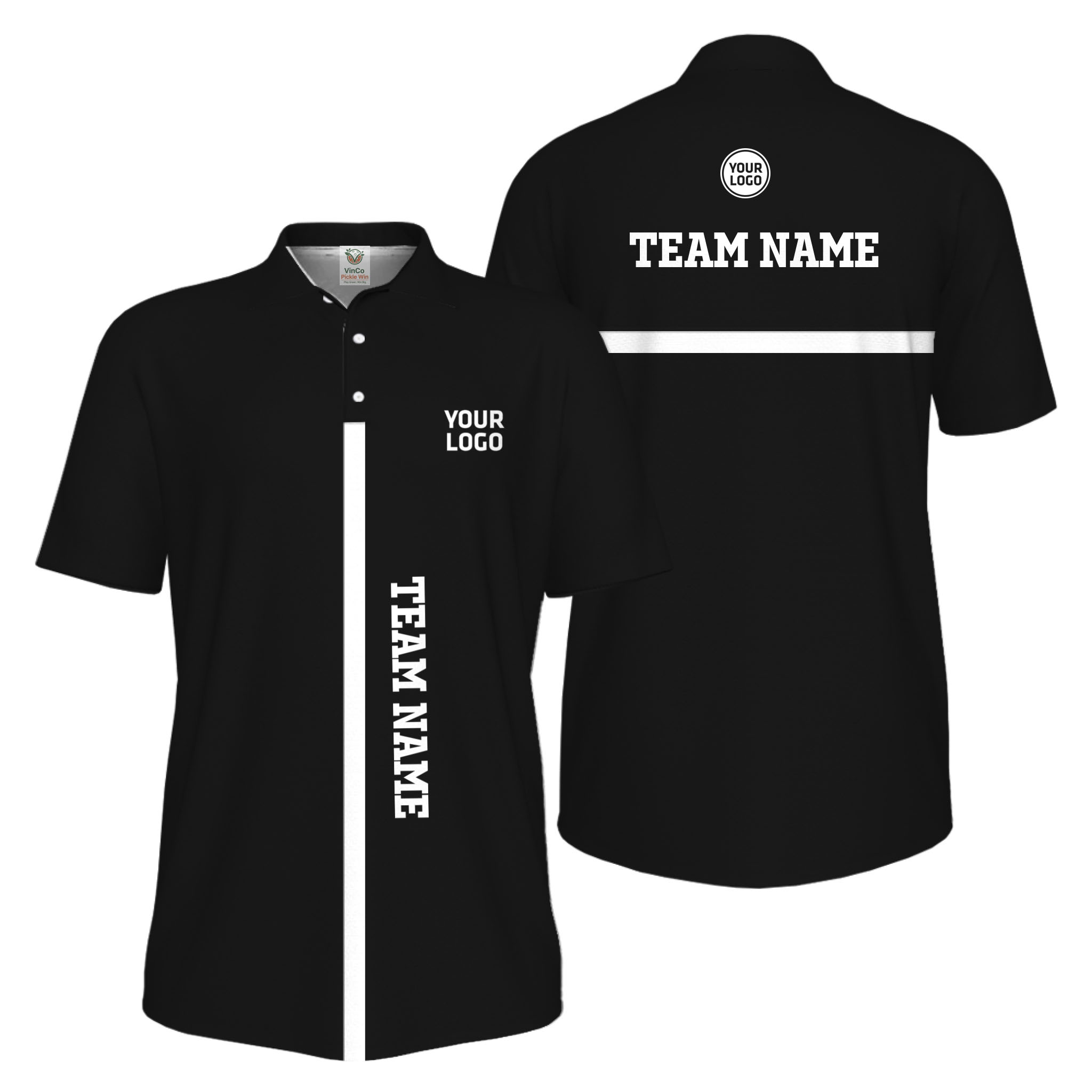 Picklewin Unique Custom Pickleball Vertical Team Name UV Protection Men Polo Shirt 