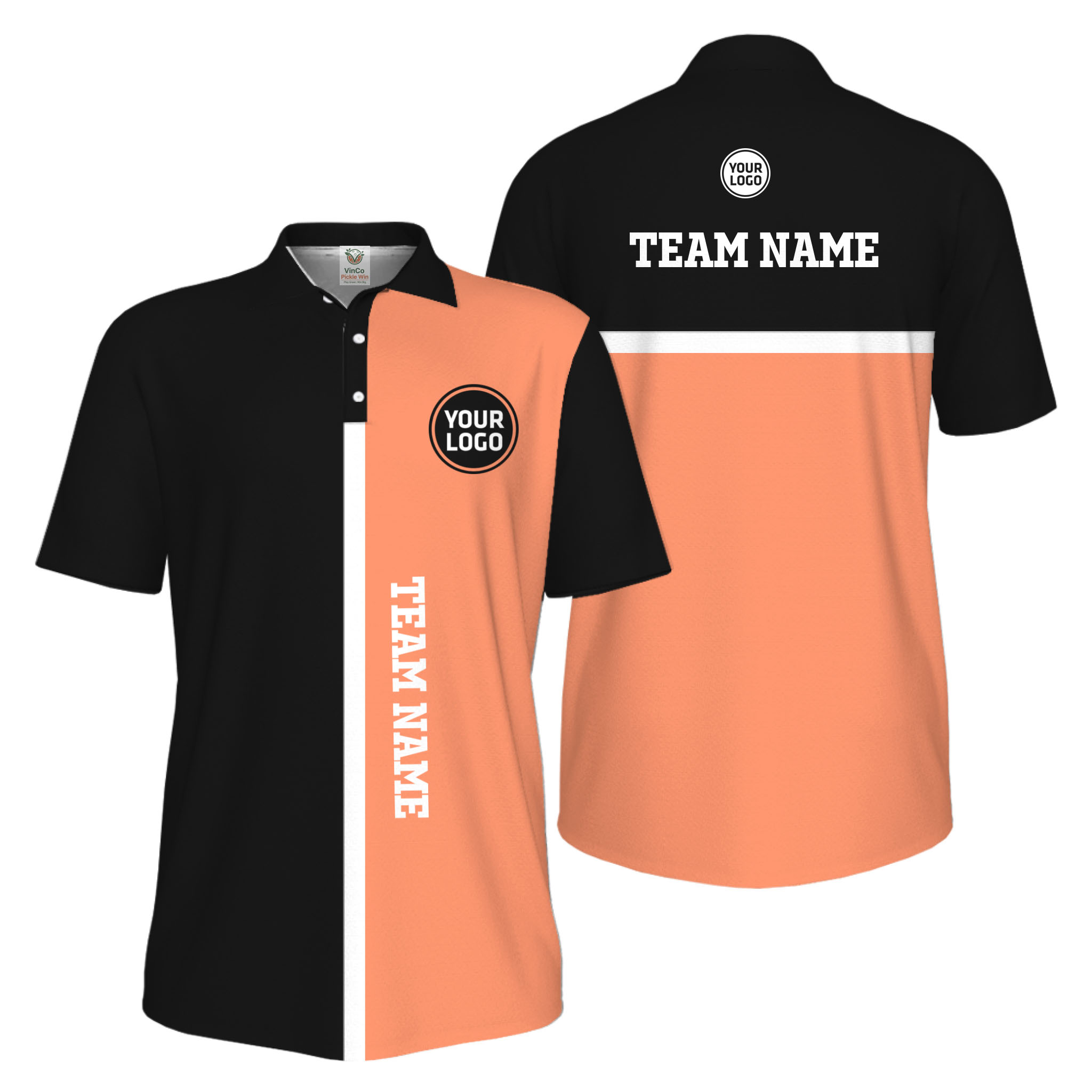 Picklewin Unique Custom Pickleball Vertical Team Name UV Protection Men Polo Shirt 
