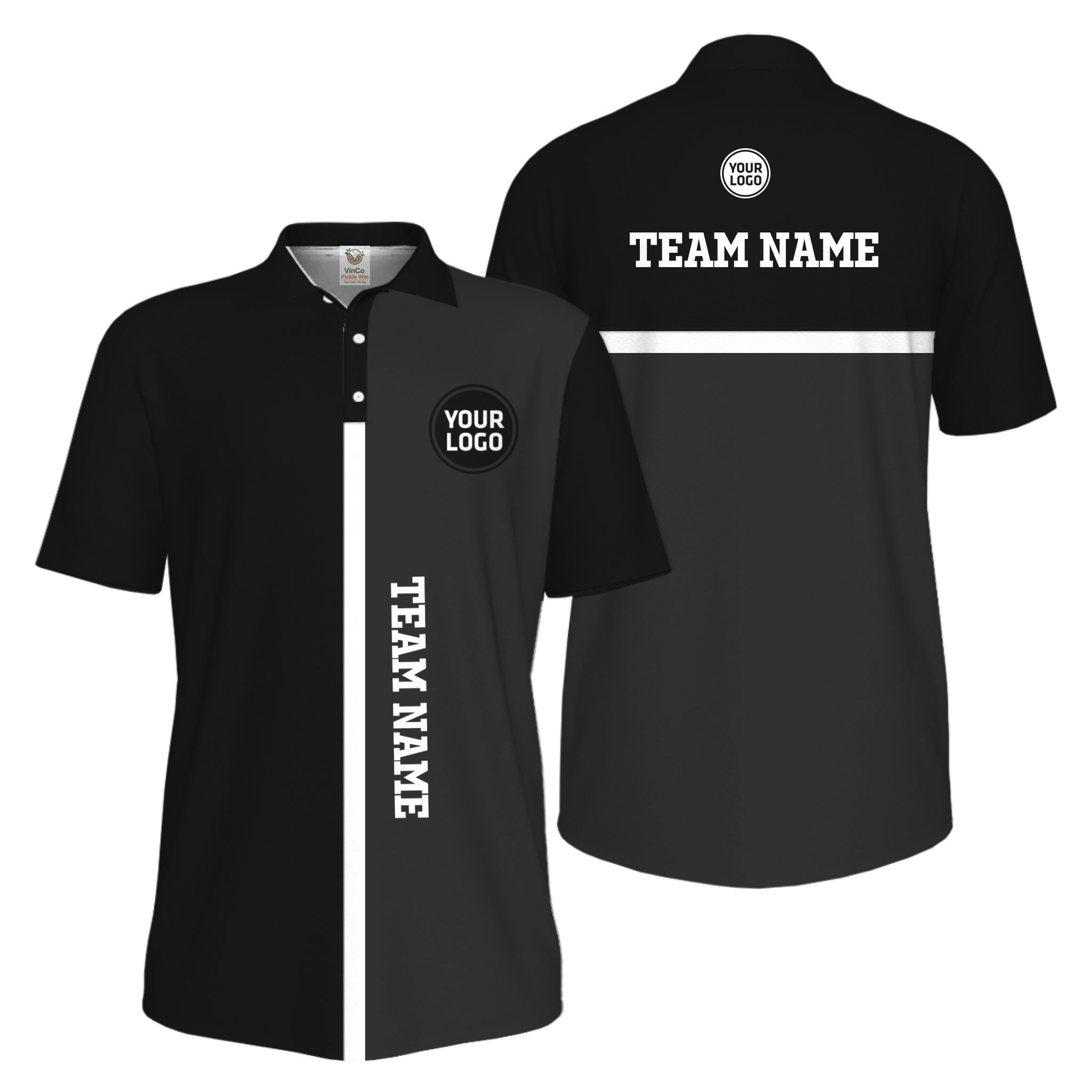 Picklewin Unique Custom Pickleball Vertical Team Name UV Protection Men Polo Shirt 