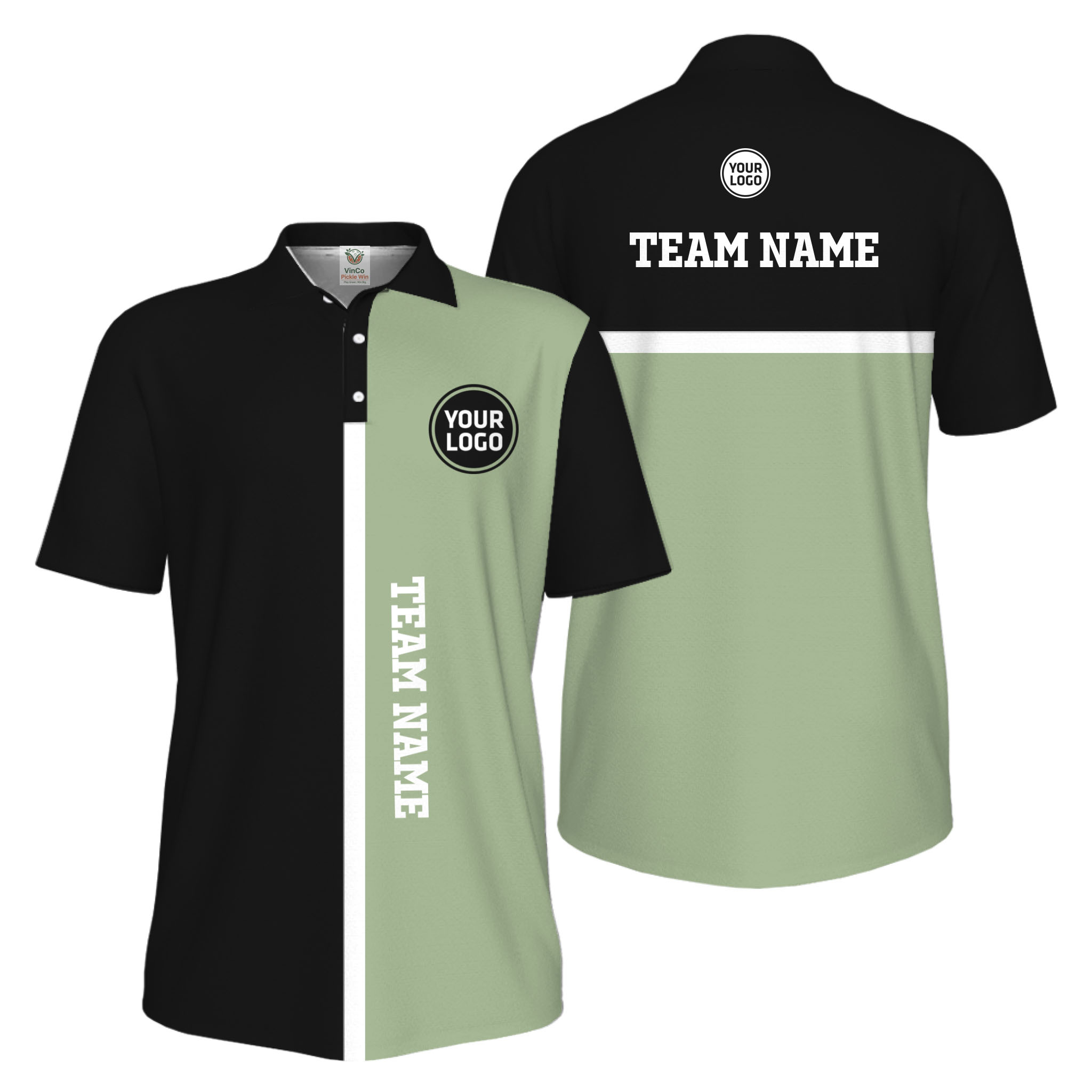 Picklewin Unique Custom Pickleball Vertical Team Name UV Protection Men Polo Shirt 