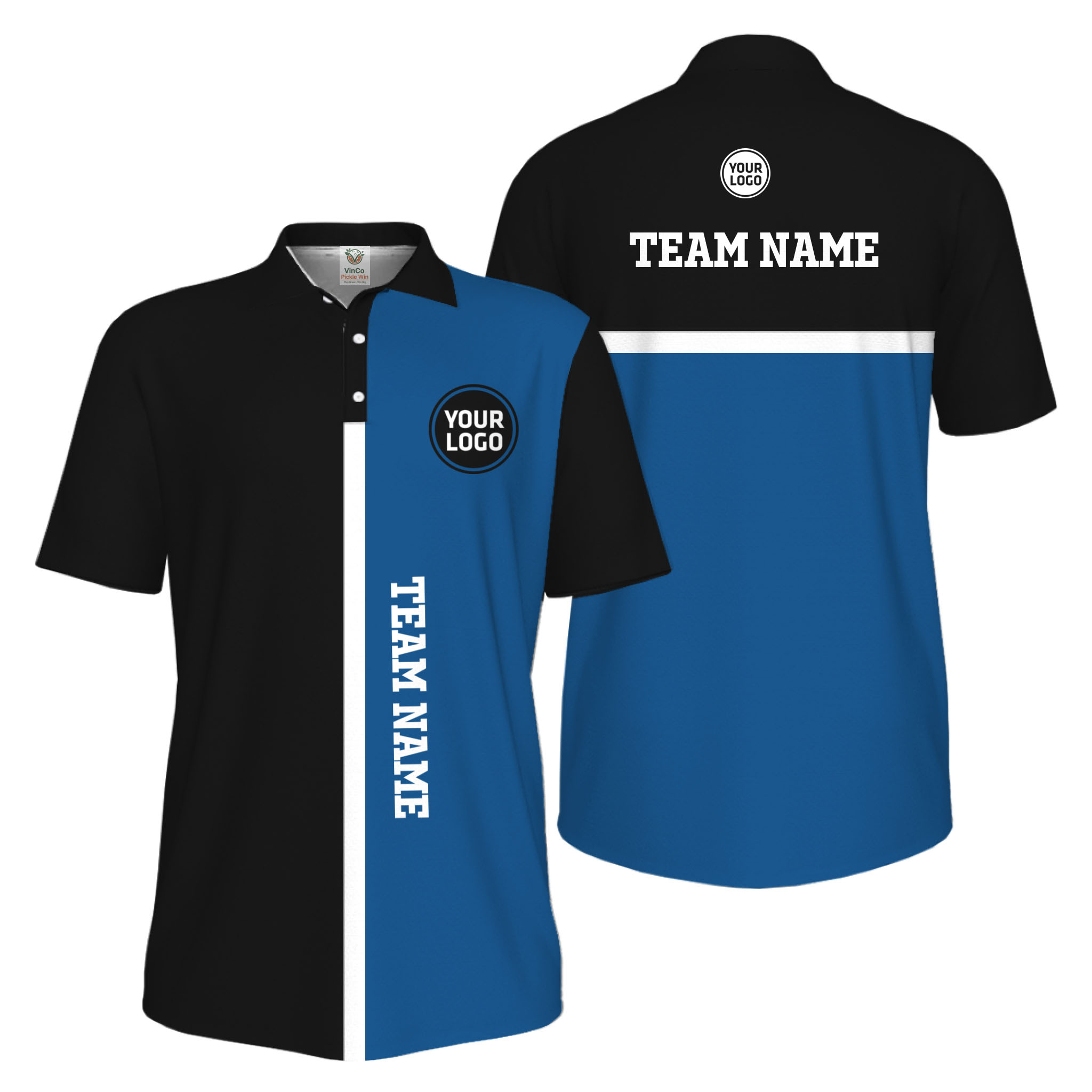 Picklewin Unique Custom Pickleball Vertical Team Name UV Protection Men Polo Shirt 