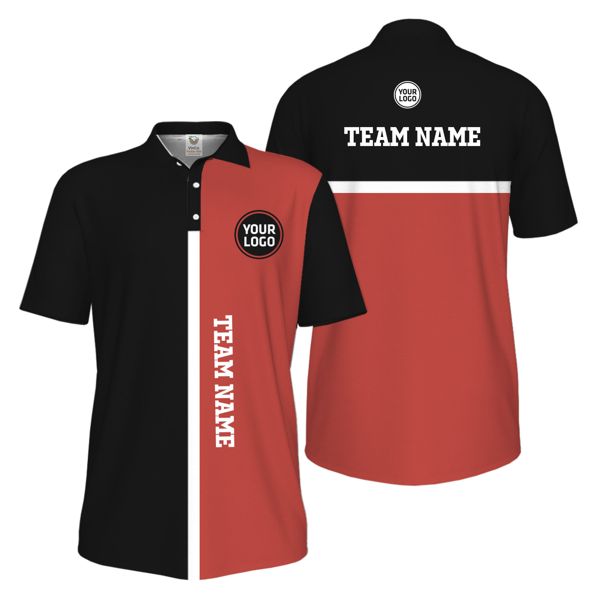 Picklewin Unique Custom Pickleball Vertical Team Name UV Protection Men Polo Shirt 