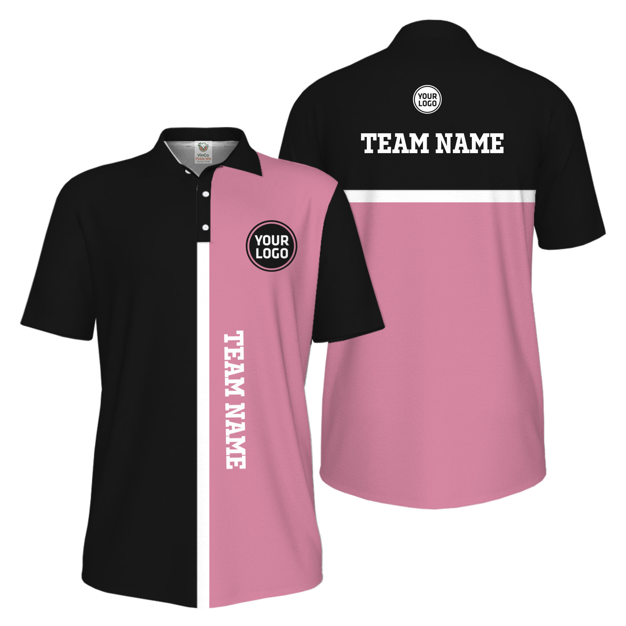 Picklewin Unique Custom Pickleball Vertical Team Name UV Protection Men Polo Shirt 