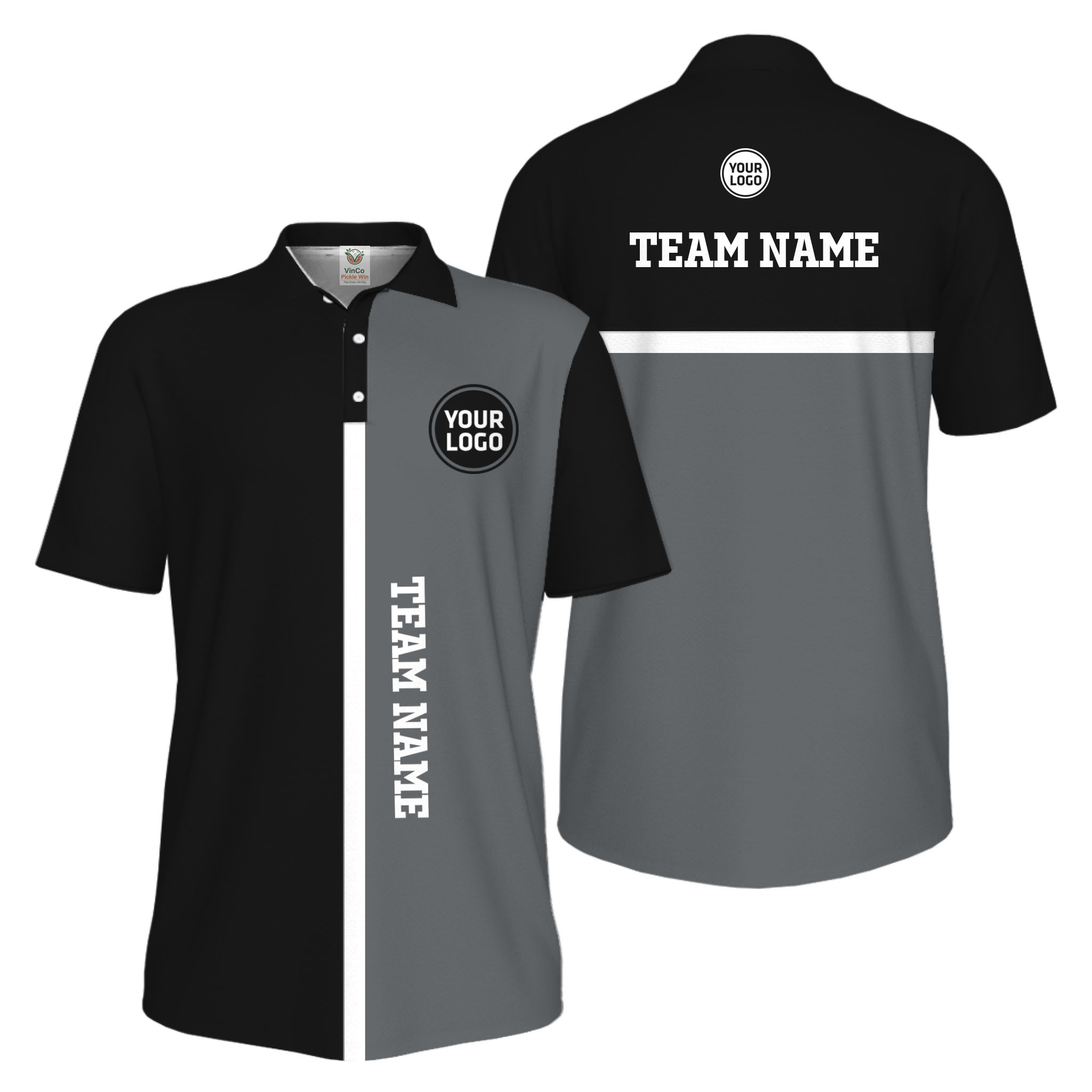 Picklewin Unique Custom Pickleball Vertical Team Name UV Protection Men Polo Shirt 