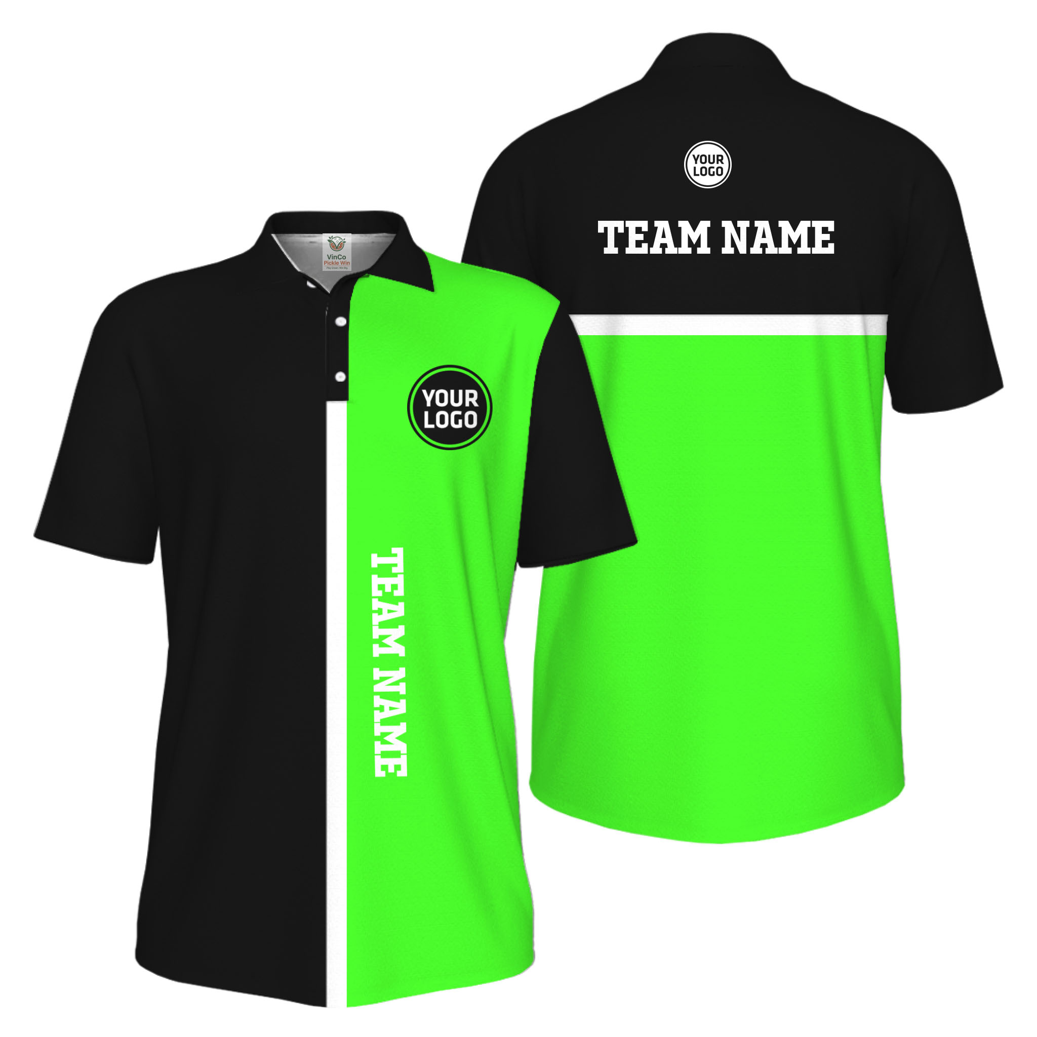 Picklewin Unique Custom Pickleball Vertical Team Name UV Protection Men Polo Shirt 