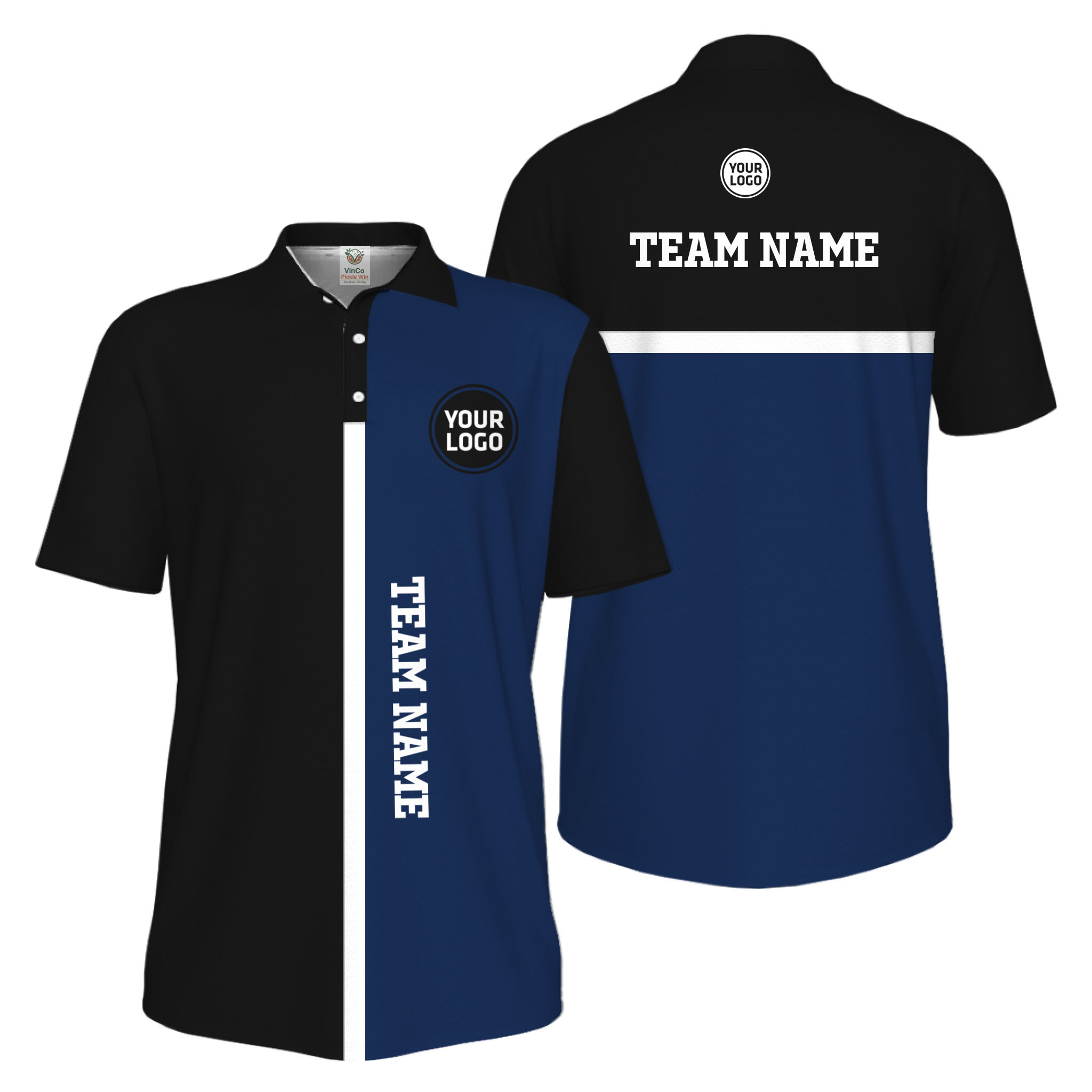 Picklewin Unique Custom Pickleball Vertical Team Name UV Protection Men Polo Shirt 