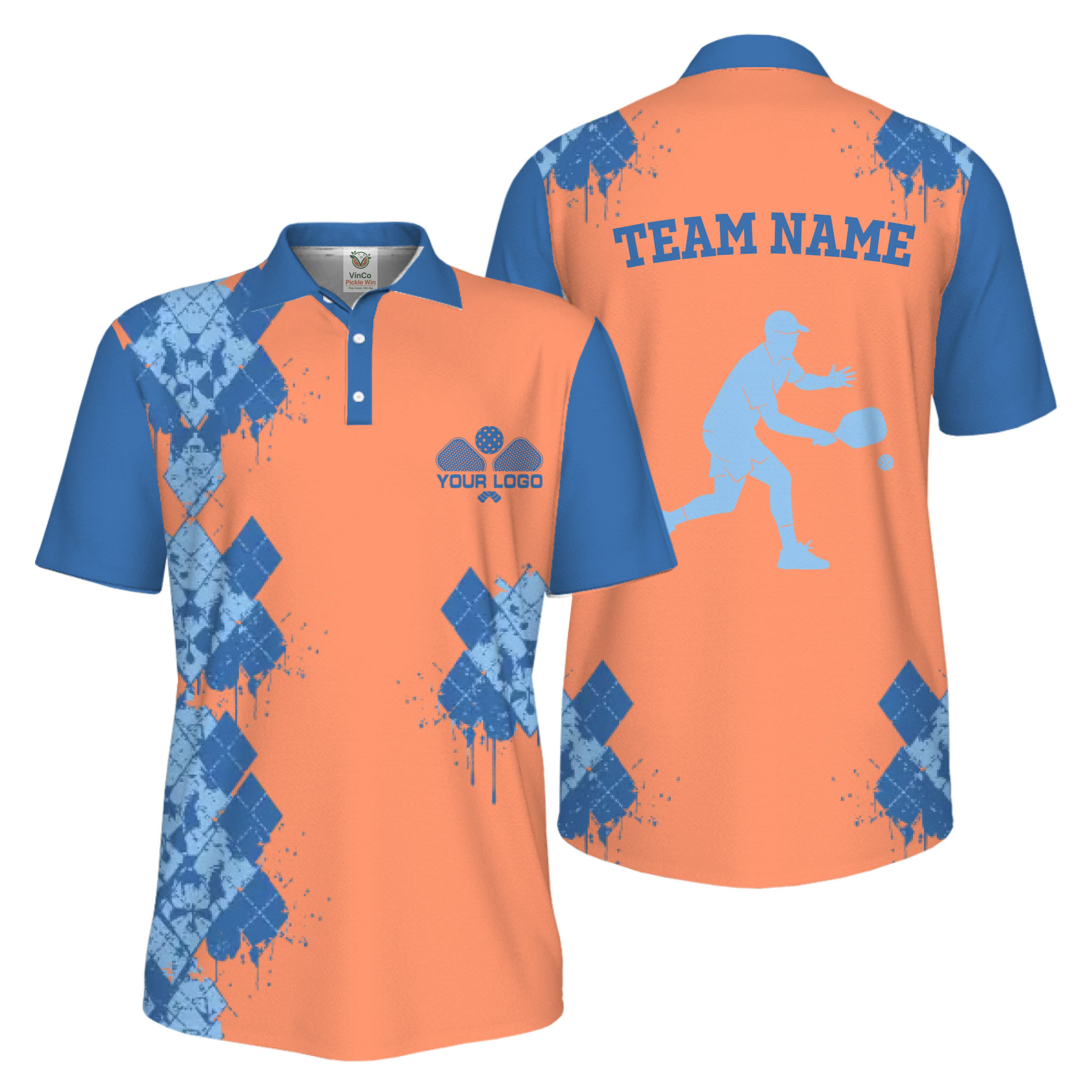 Picklewin Unique Diamond Pickleball UV Protection Polo Shirt For Men