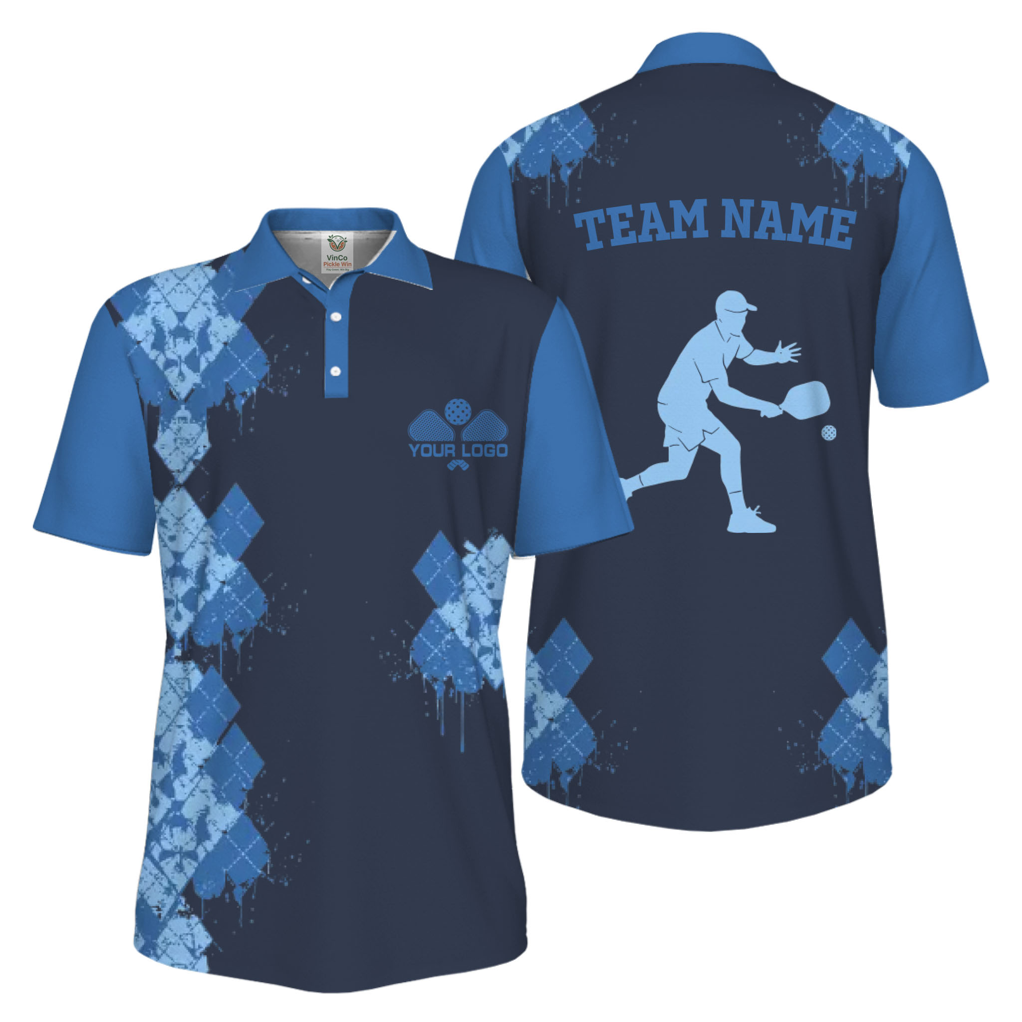 Picklewin Unique Diamond Pickleball UV Protection Polo Shirt For Men