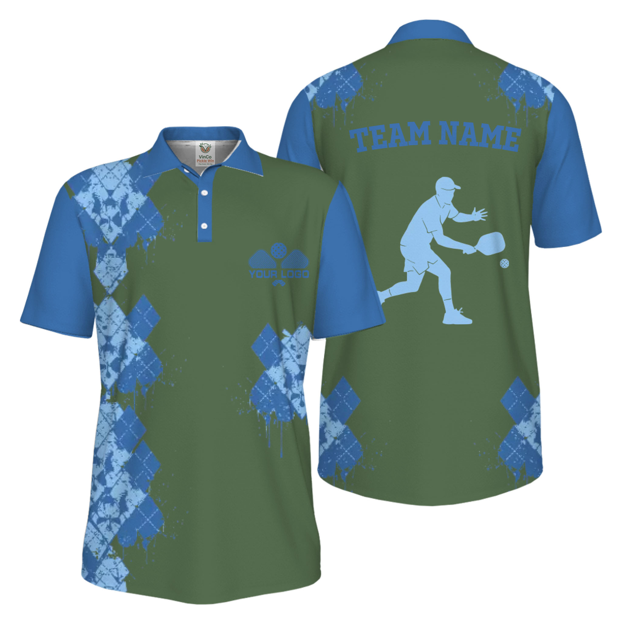 Picklewin Unique Diamond Pickleball UV Protection Polo Shirt For Men