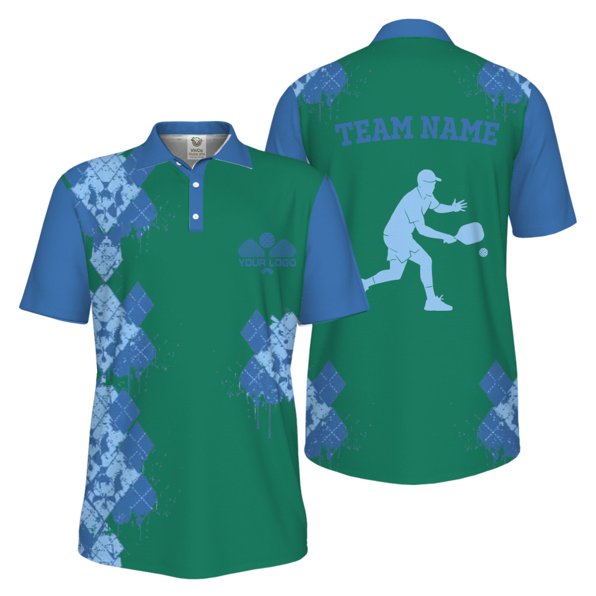 Picklewin Unique Diamond Pickleball UV Protection Polo Shirt For Men