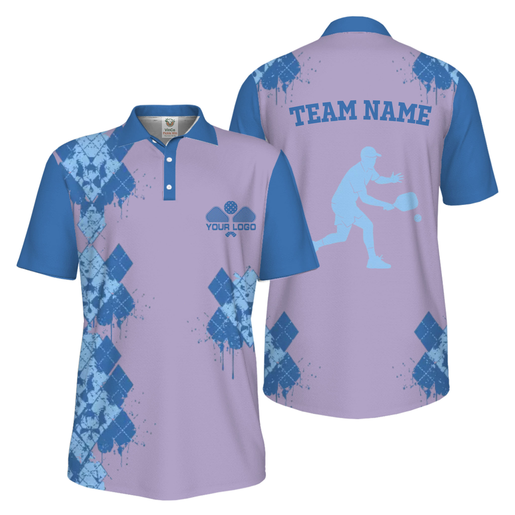 Picklewin Unique Diamond Pickleball UV Protection Polo Shirt For Men
