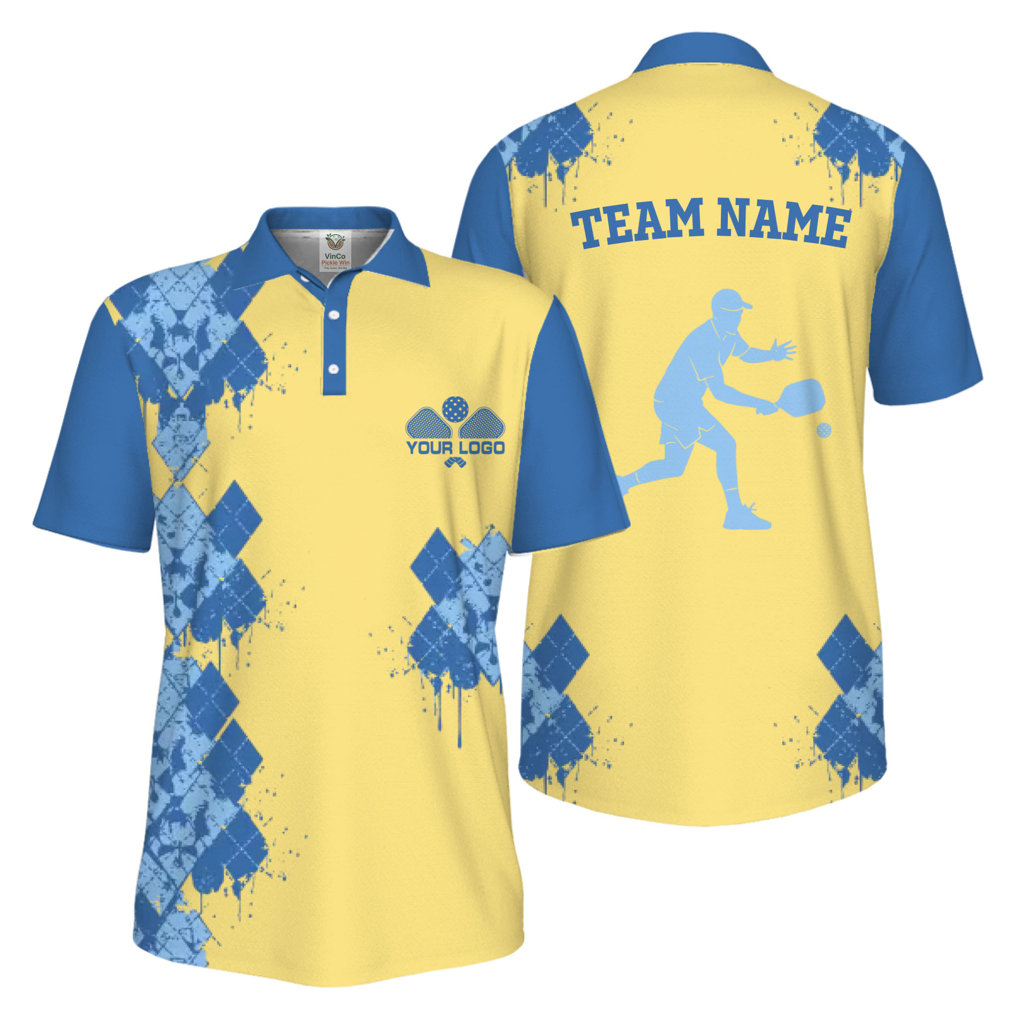 Picklewin Unique Diamond Pickleball UV Protection Polo Shirt For Men