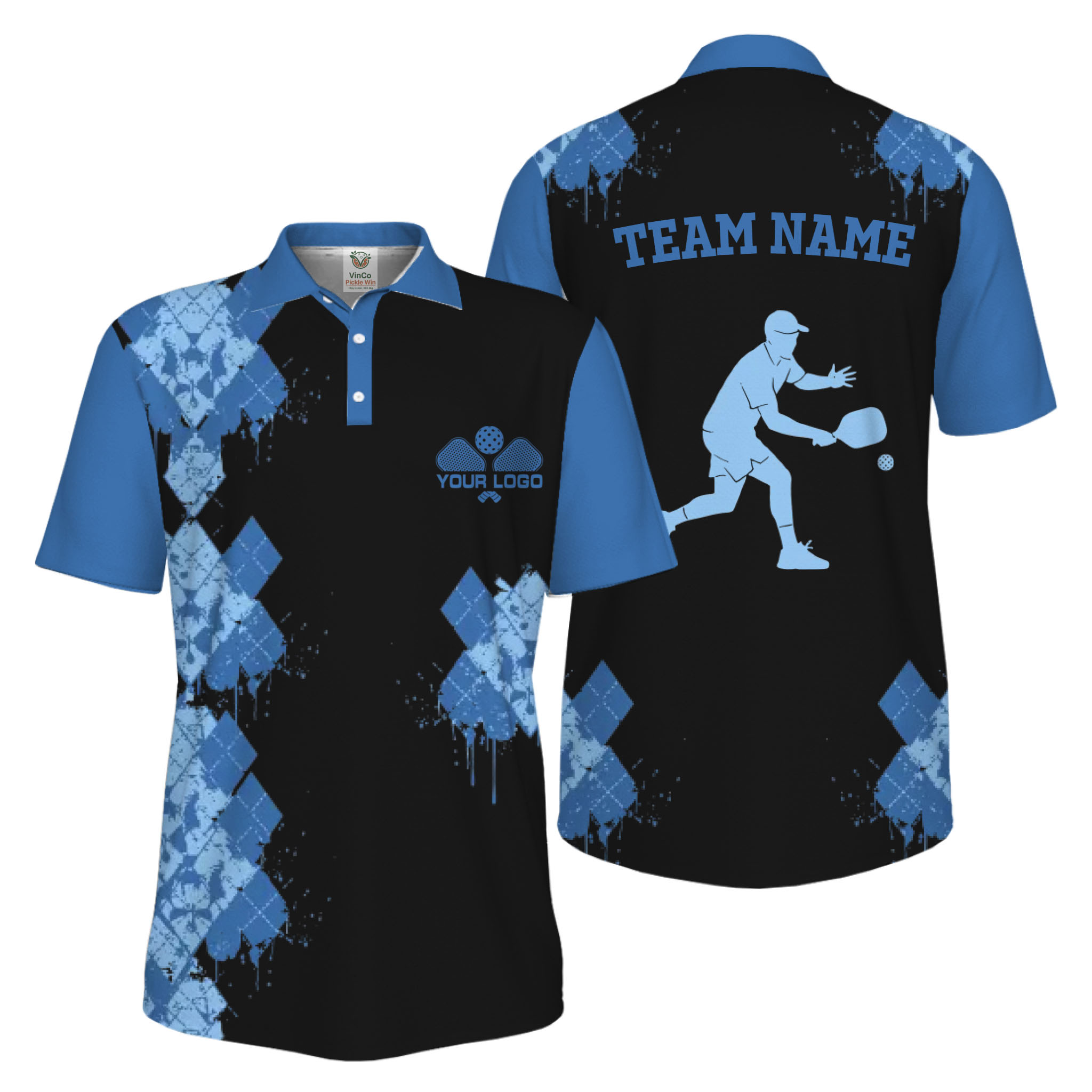 Picklewin Unique Diamond Pickleball UV Protection Polo Shirt For Men
