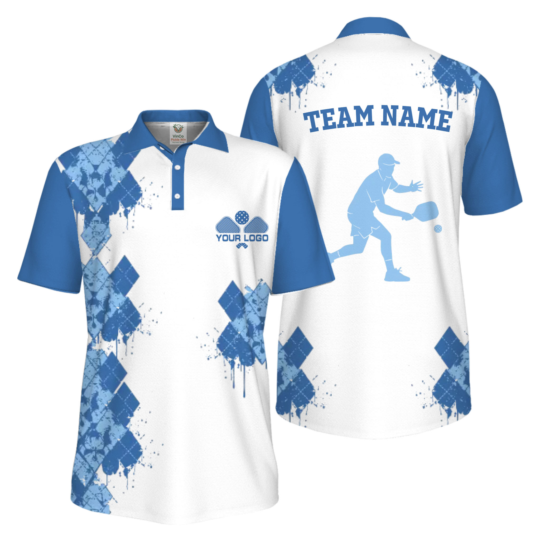 Picklewin Unique Diamond Pickleball UV Protection Polo Shirt For Men