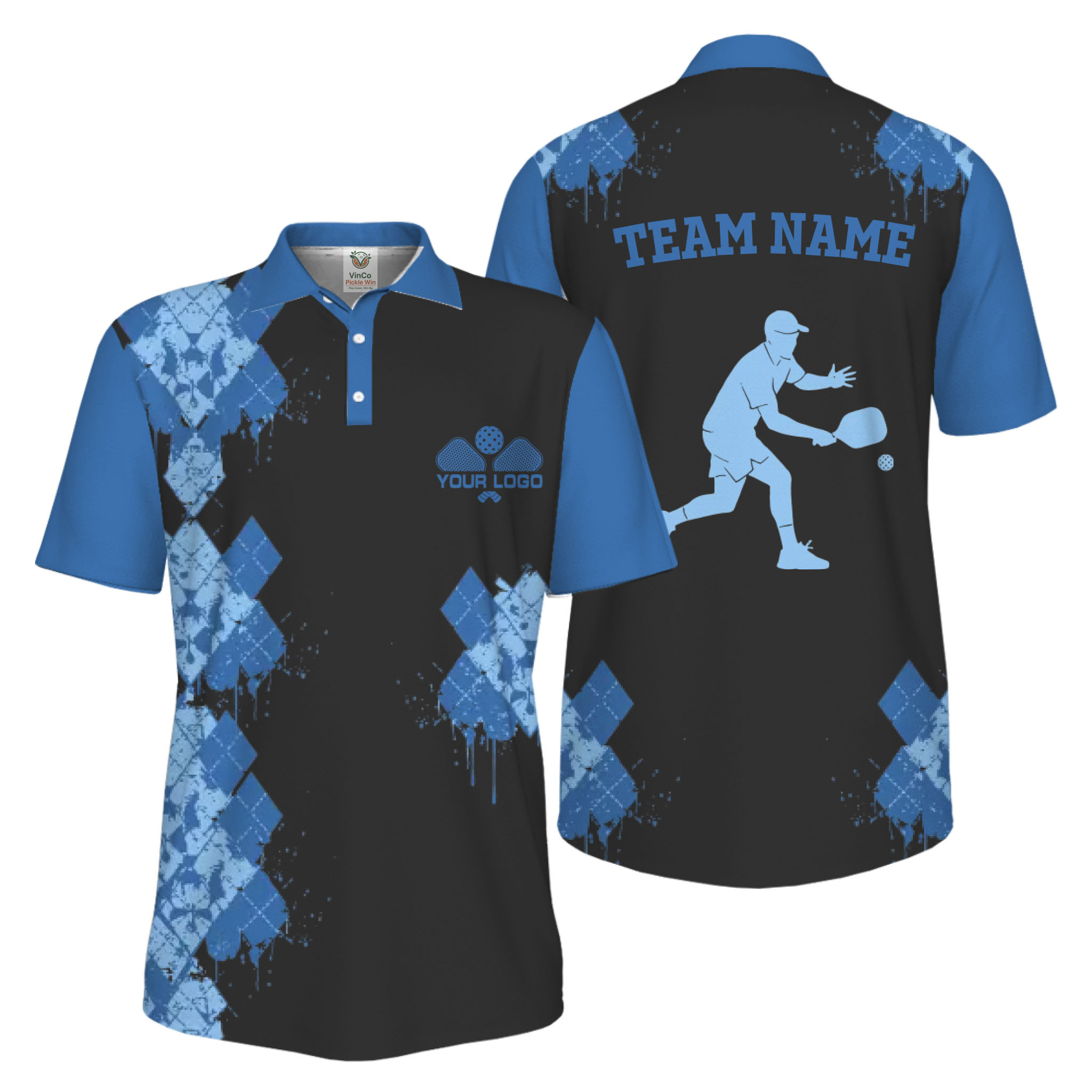 Picklewin Unique Diamond Pickleball UV Protection Polo Shirt For Men