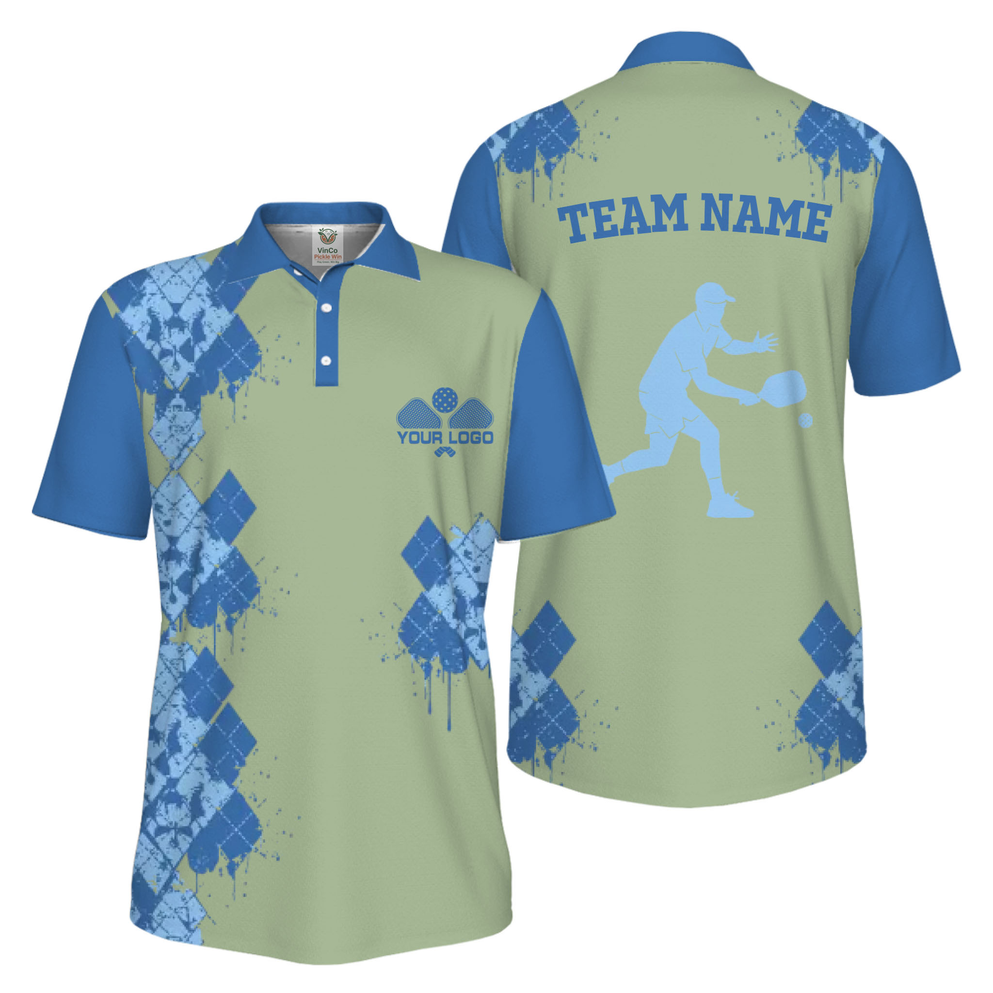 Picklewin Unique Diamond Pickleball UV Protection Polo Shirt For Men