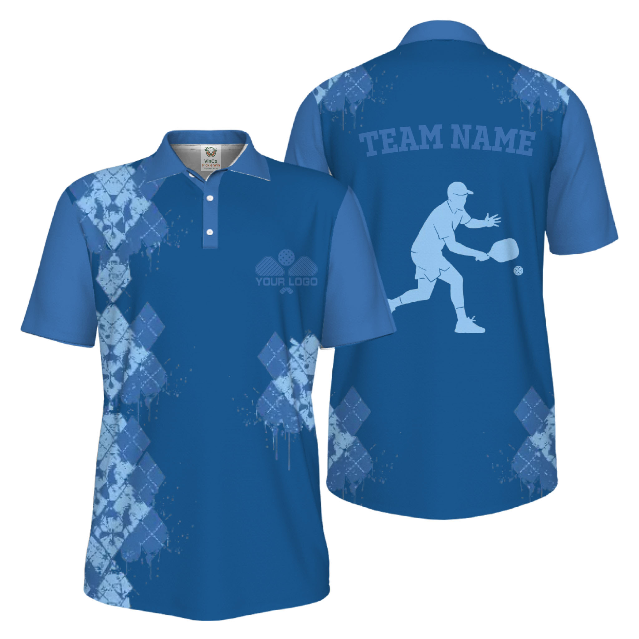 Picklewin Unique Diamond Pickleball UV Protection Polo Shirt For Men