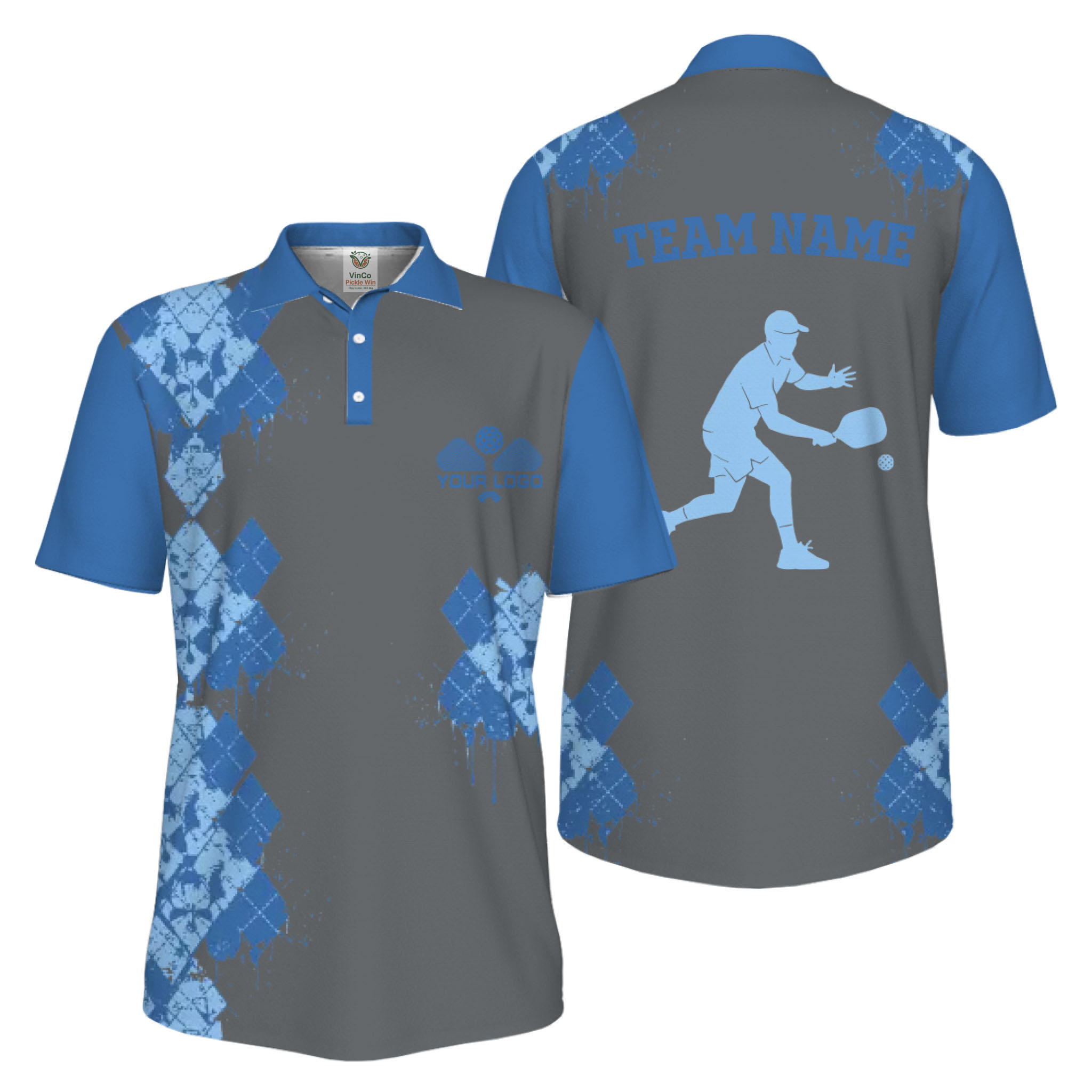 Picklewin Unique Diamond Pickleball UV Protection Polo Shirt For Men