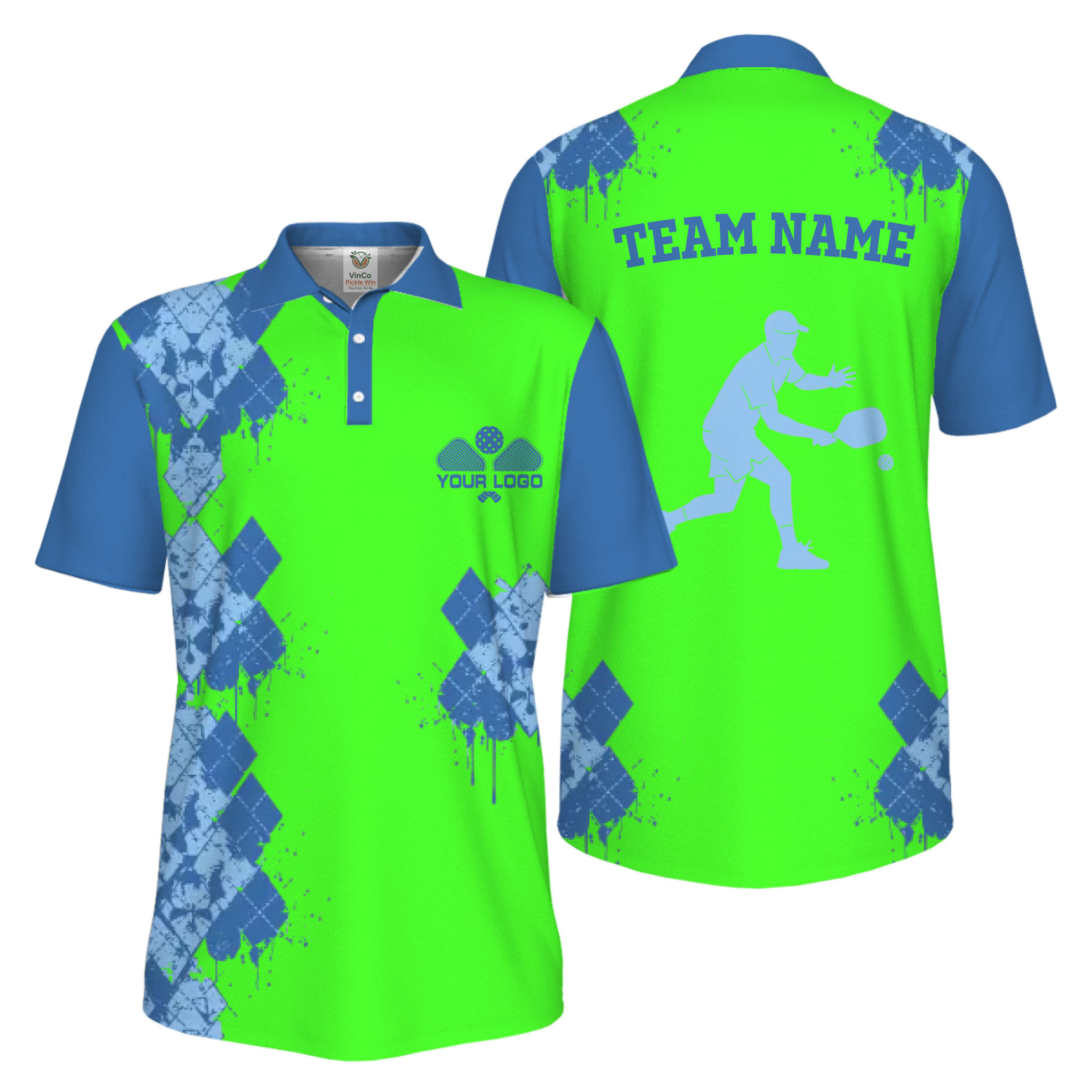 Picklewin Unique Diamond Pickleball UV Protection Polo Shirt For Men