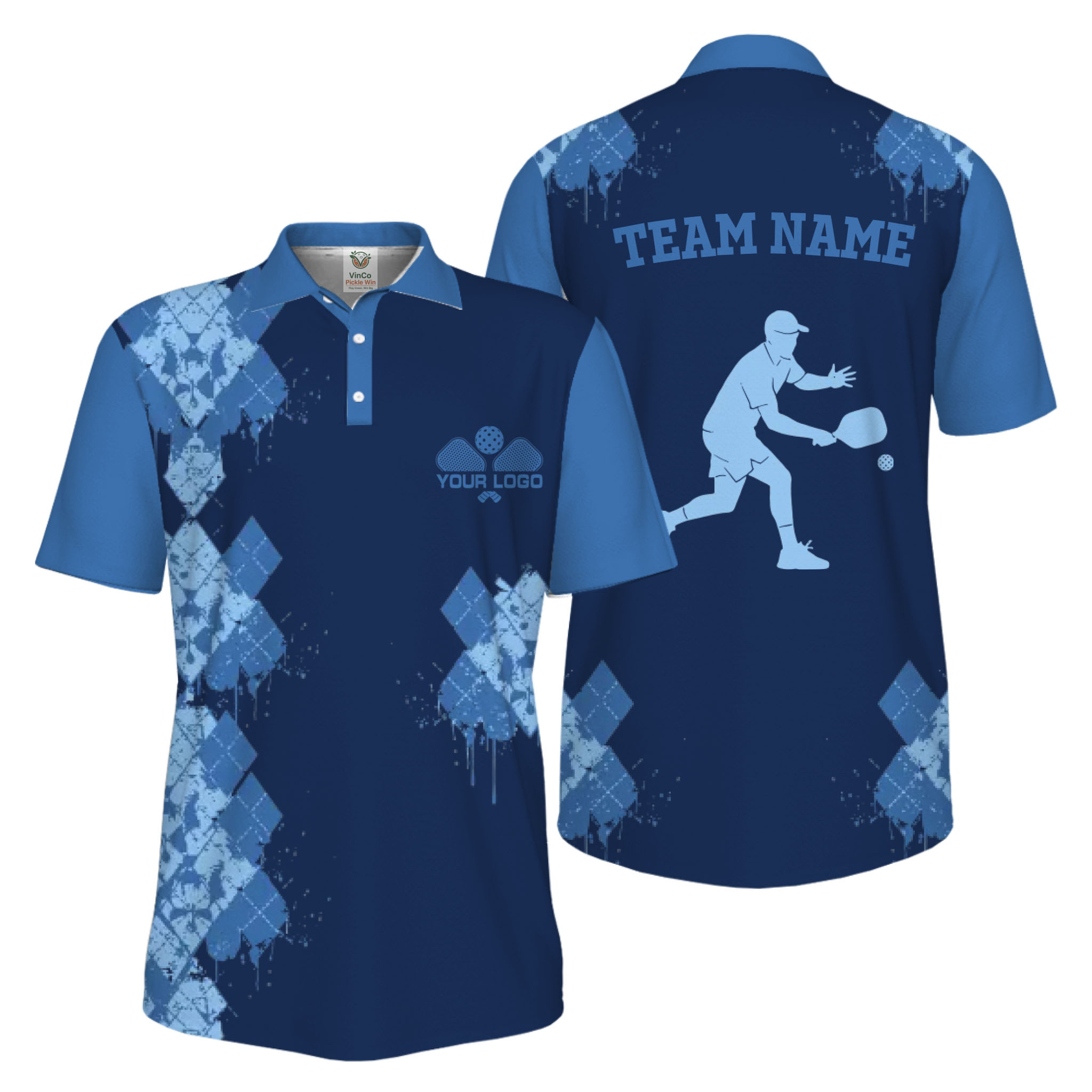 Picklewin Unique Diamond Pickleball UV Protection Polo Shirt For Men