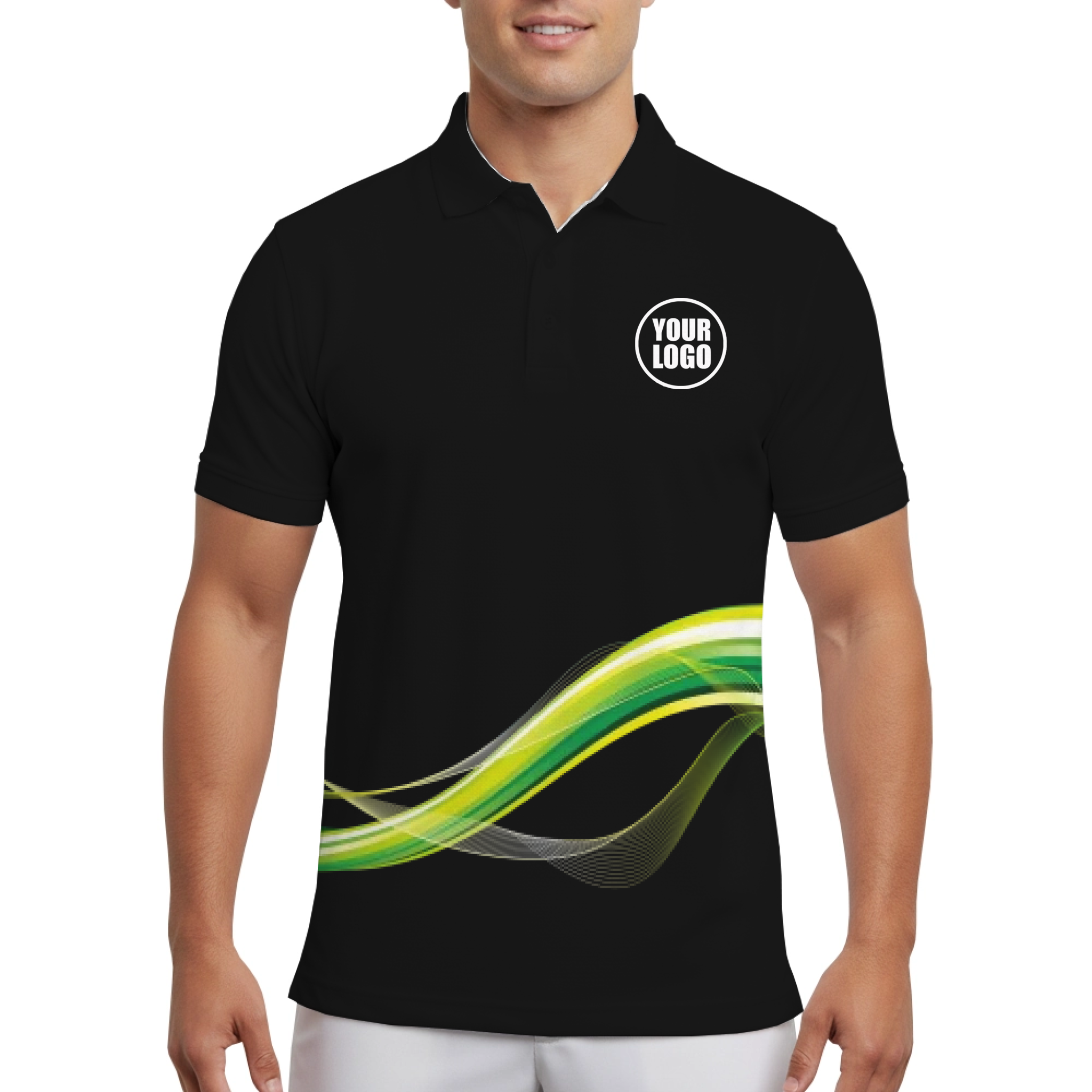 Picklewin Wavy Custom Sport Logo Men's UV Protection Polo Shirt