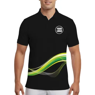 Picklewin Wavy Custom Sport Logo Men's UV Protection Polo Shirt