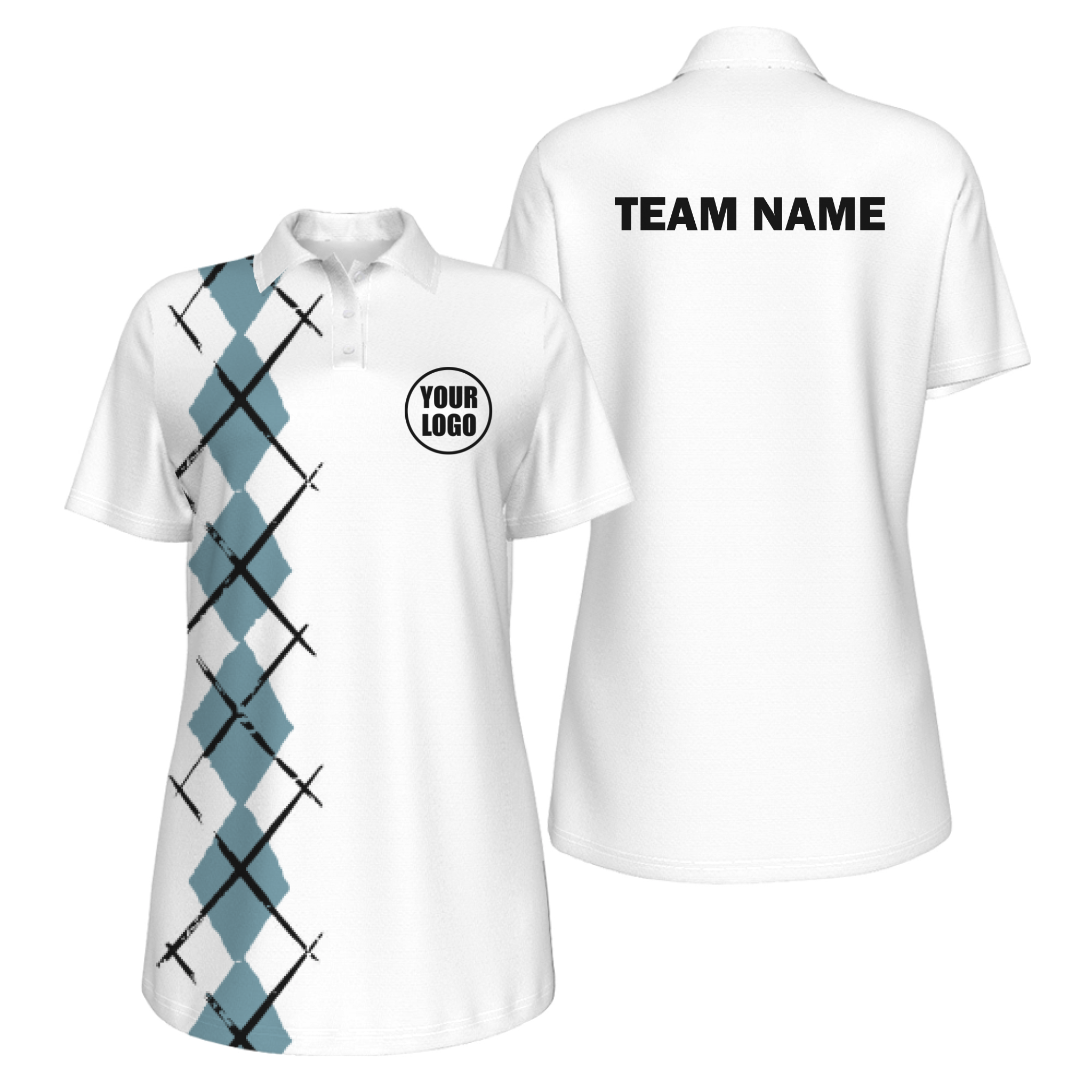 Picklewin Women's UV Protection Polo With Simple Argyle - alternate