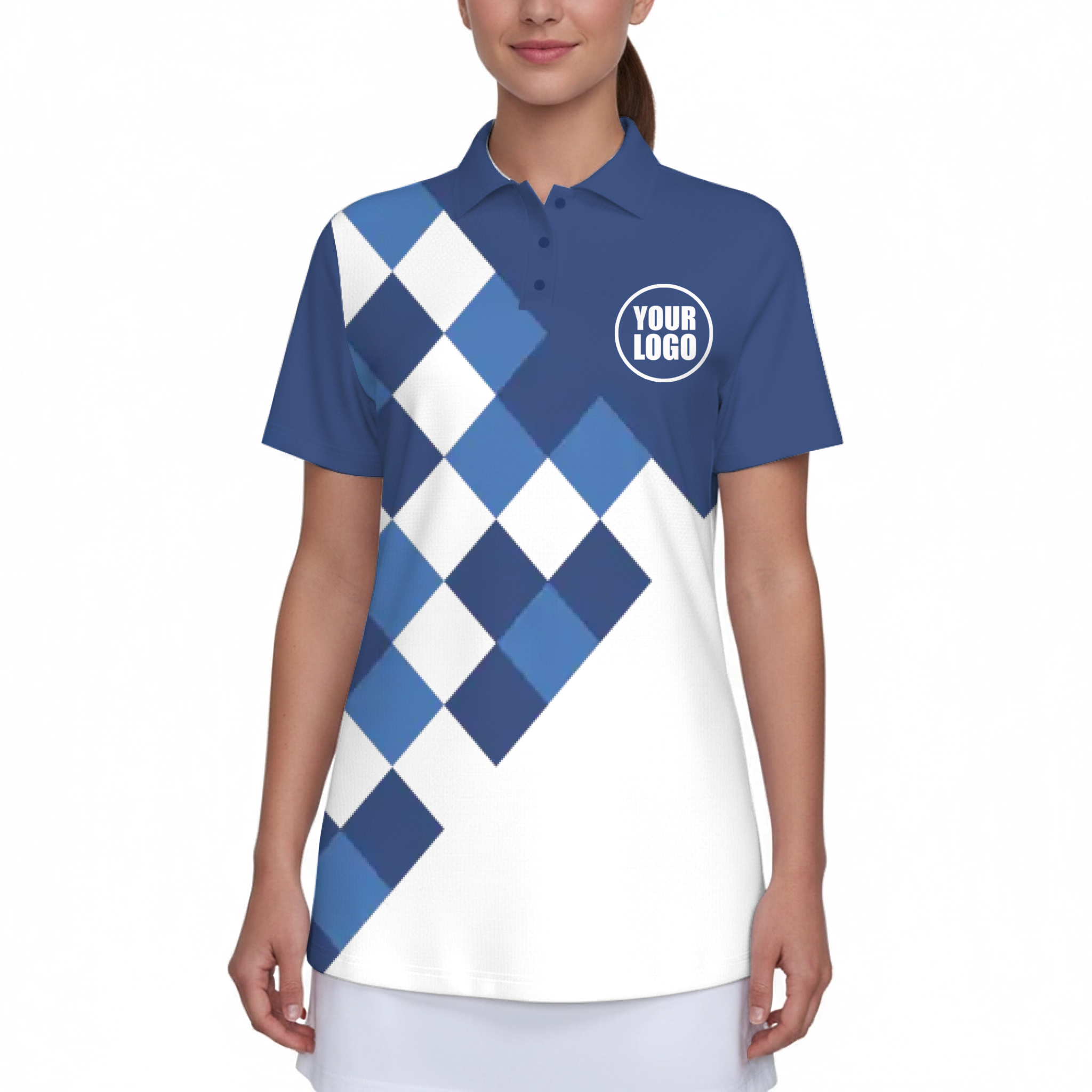 Picklewin UV Protection Polo Shirt For Women With Diamond Patterns