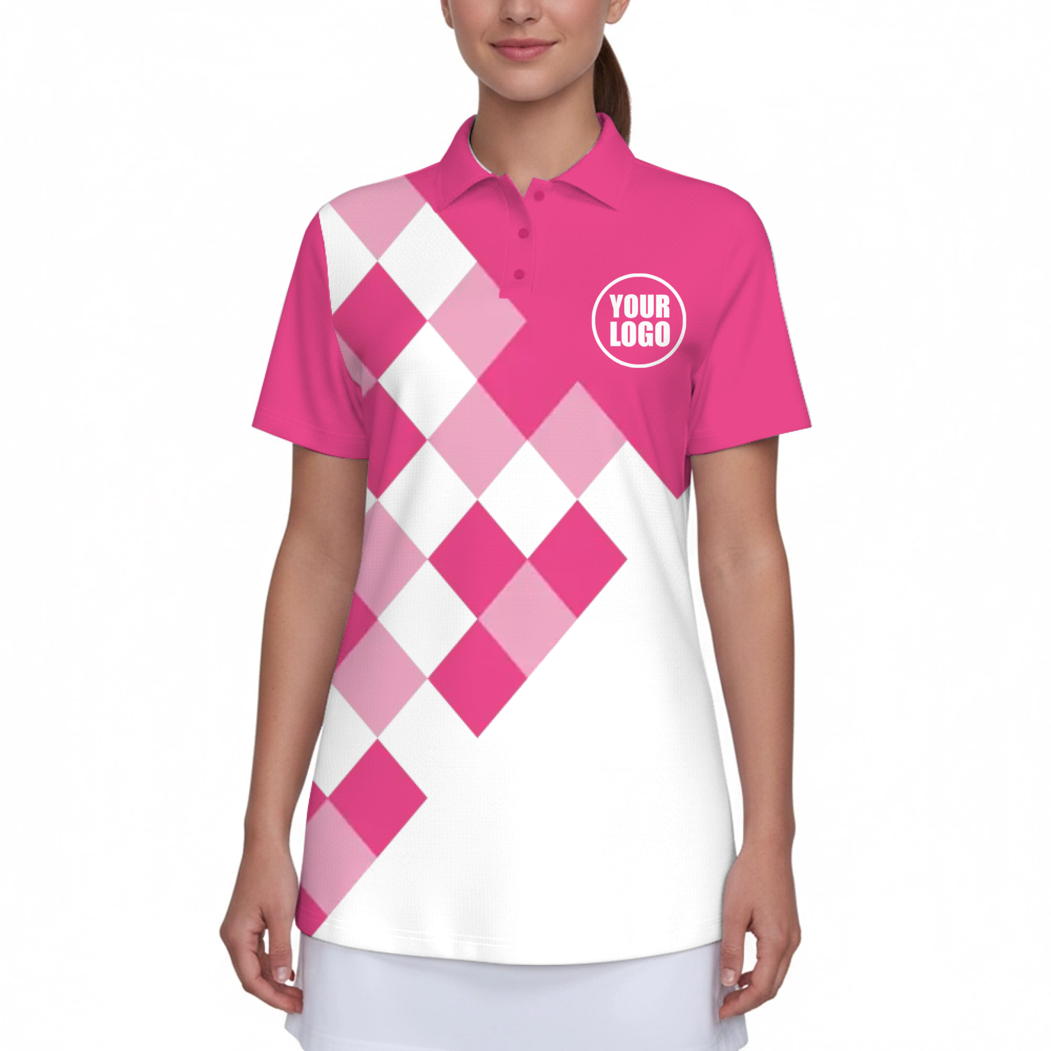 Picklewin UV Protection Polo Shirt For Women With Diamond Patterns