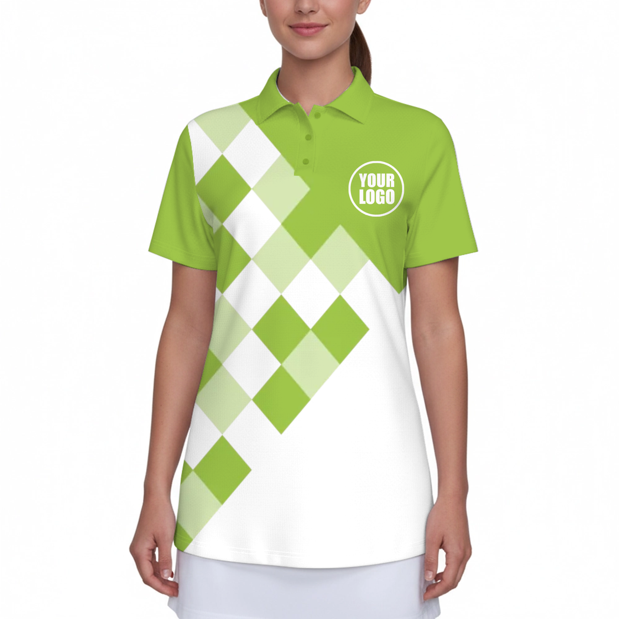 Picklewin UV Protection Polo Shirt For Women With Diamond Patterns
