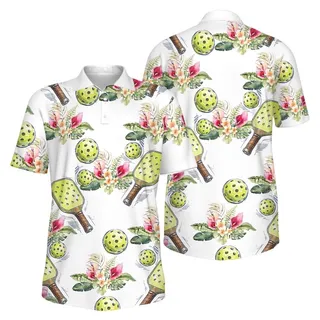  Picklewin Tropical  Hawaiian Pickleball Paradise Performance Polo 